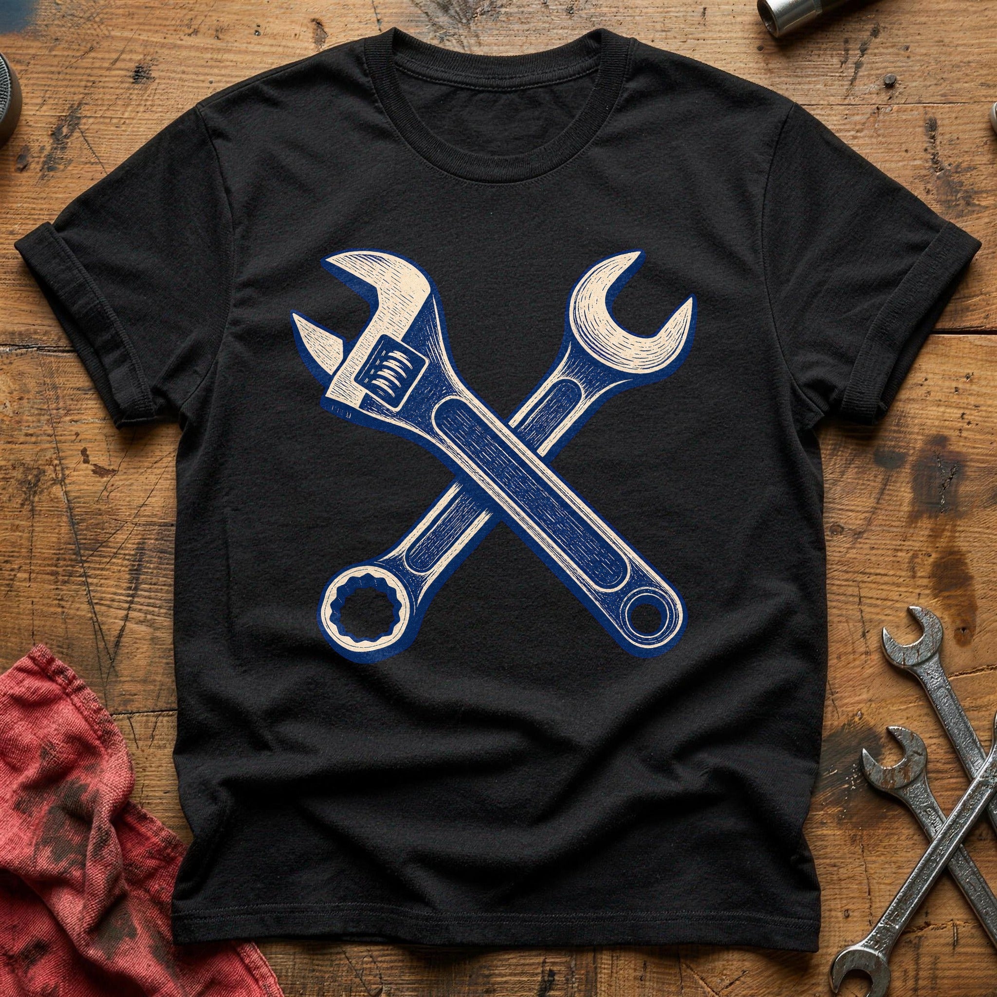 Two-Wrench Garage T-Shirt - Black