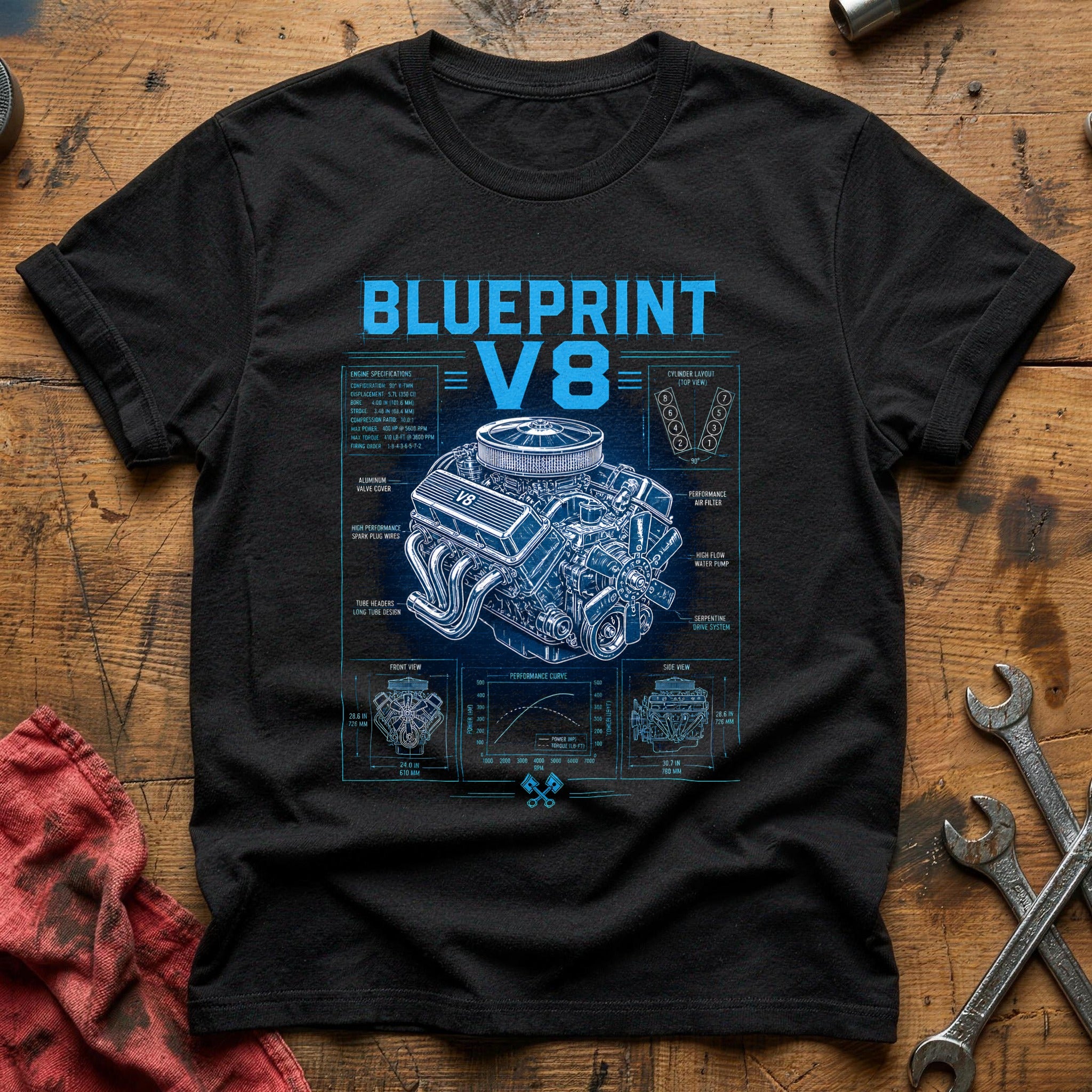 V8 Spec Sheet T-Shirt - Black