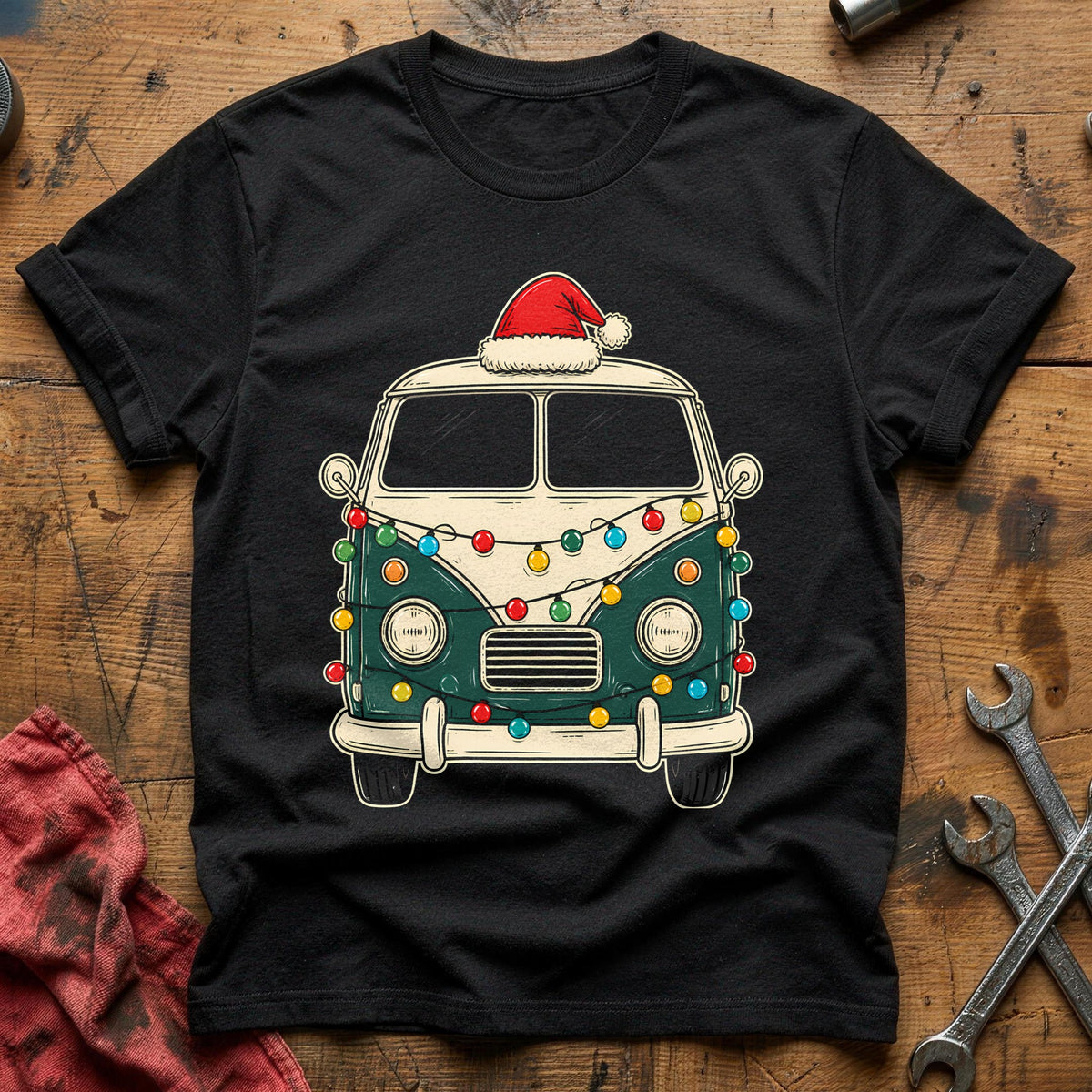 Van Christmas Lights 46 T-Shirt - Black