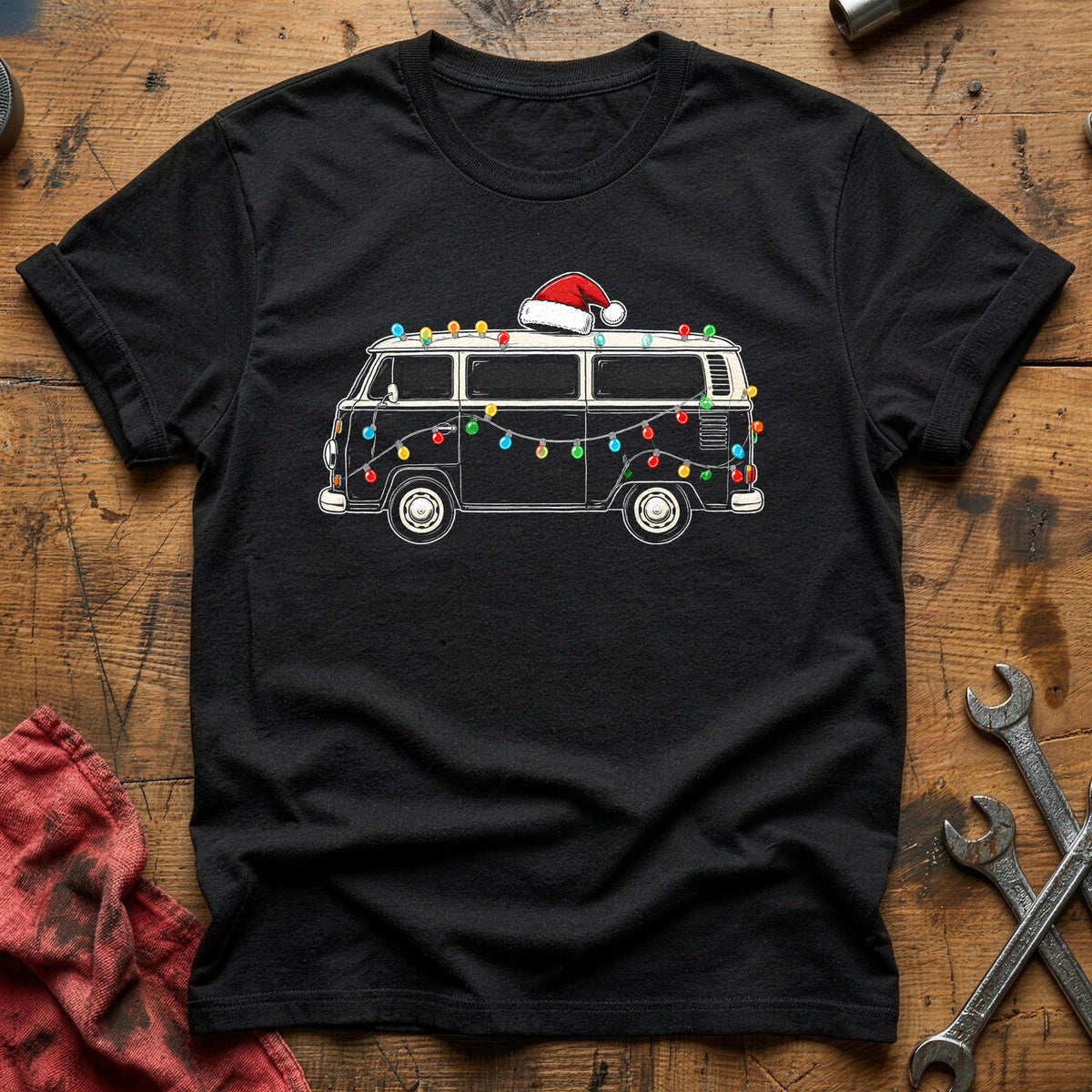 Van Christmas Lights 91 T-Shirt - Black