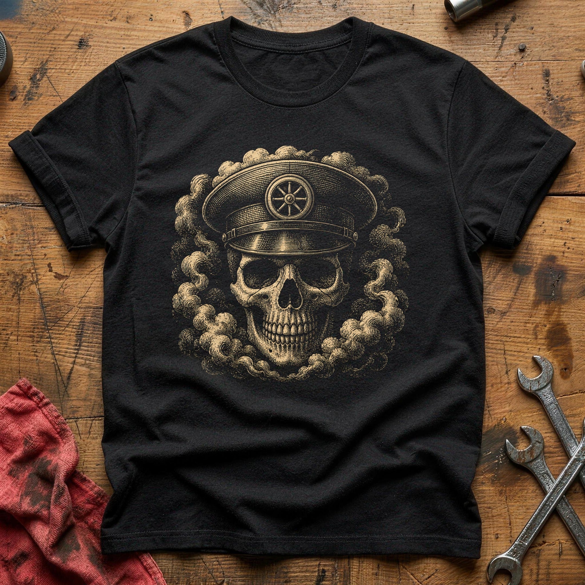 Wheel Cap Skull T-Shirt - Black