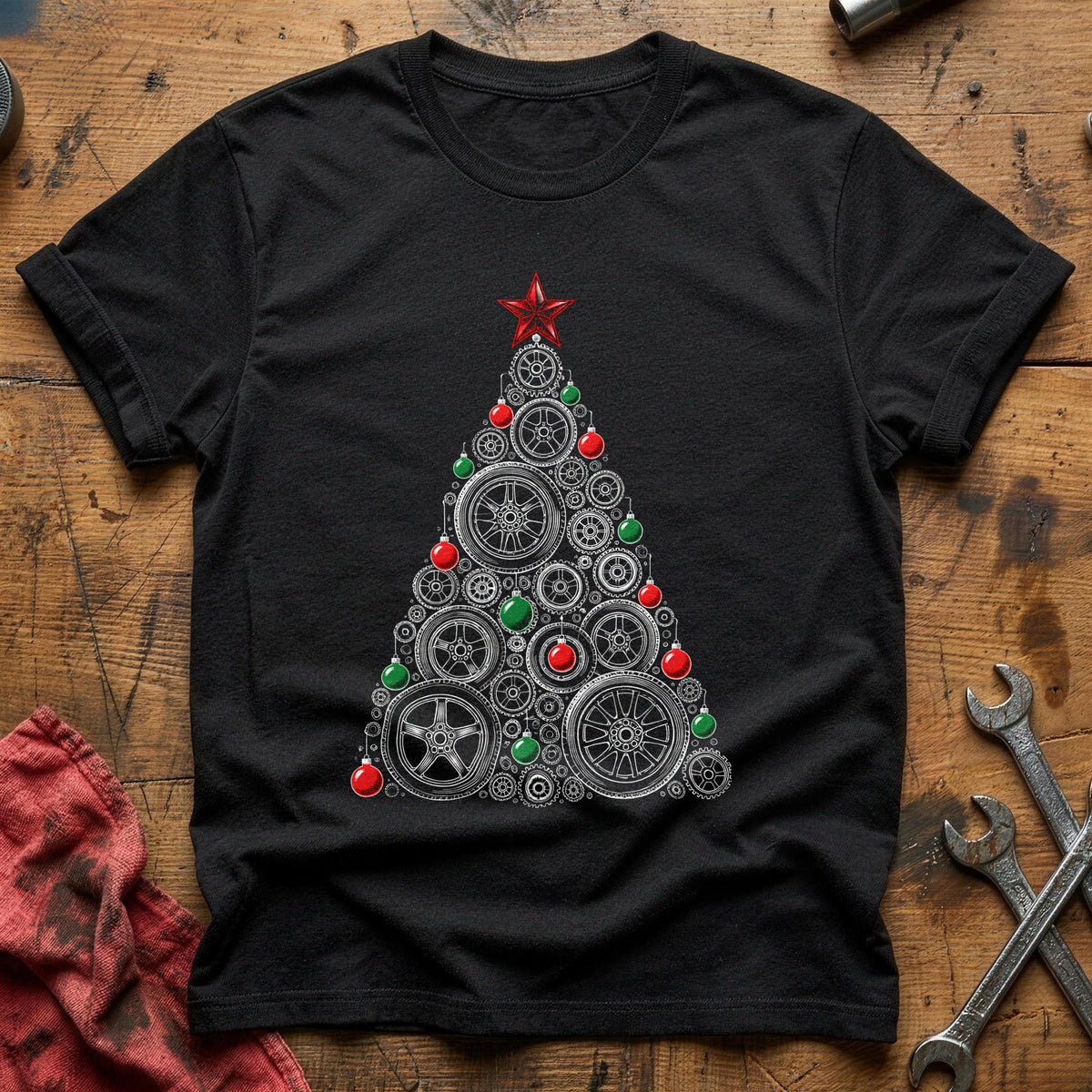 Wheels Gears Tree 88 T-Shirt - Black