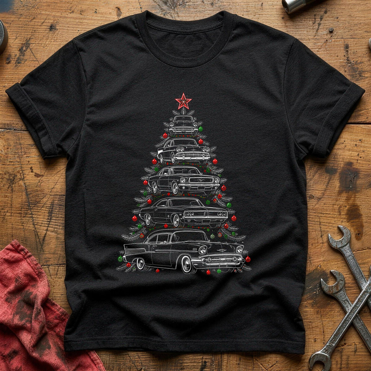 Whiteline Car Tree Baubles 27 T-Shirt - Black