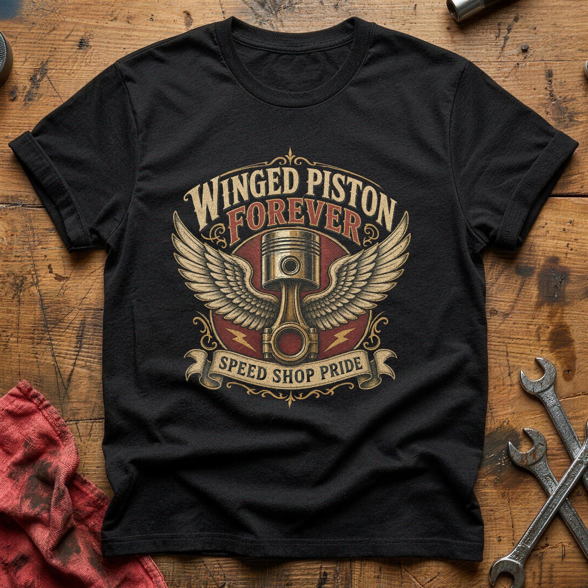 Winged Piston Forever T-Shirt - Black