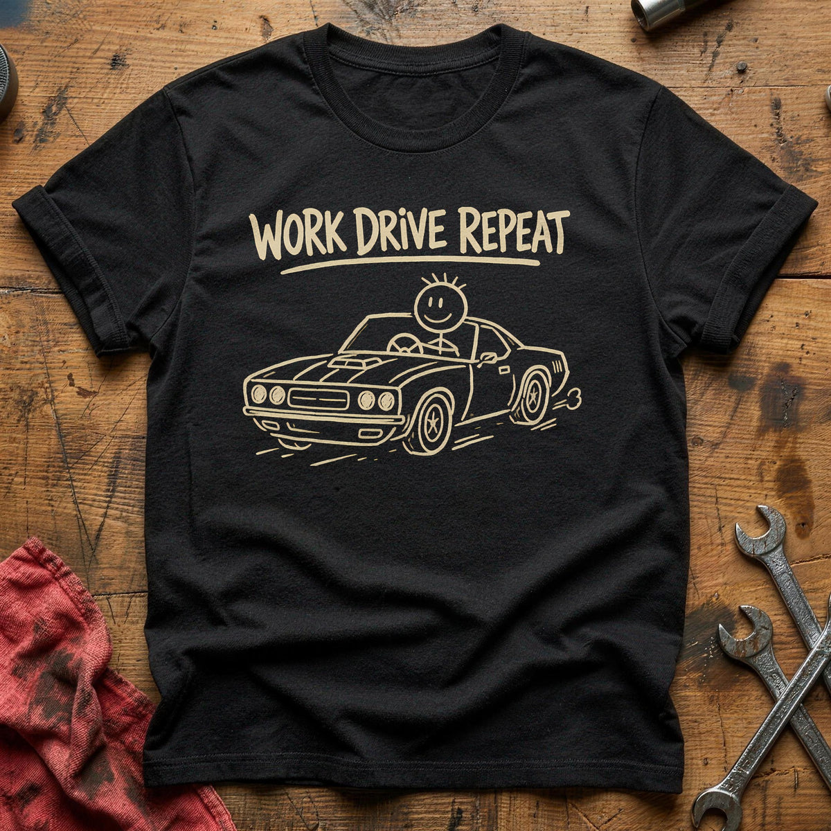 Work Drive Repeat 13 T-Shirt - Black
