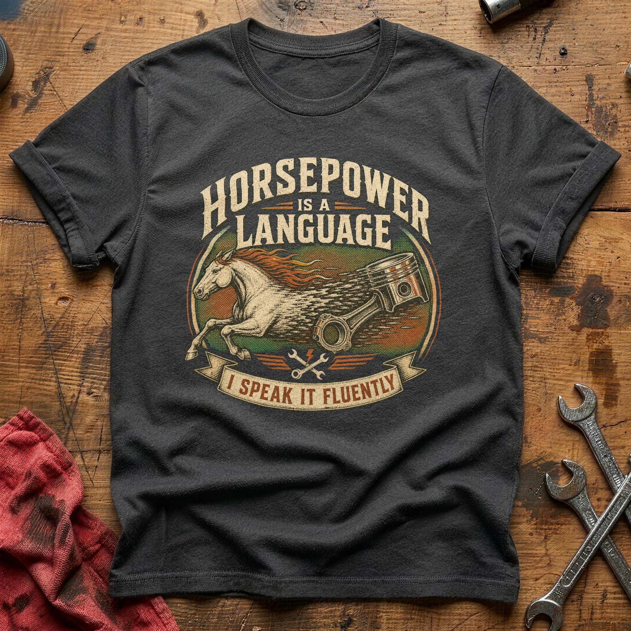 Horsepower is a Language T-Shirt - Charcoal