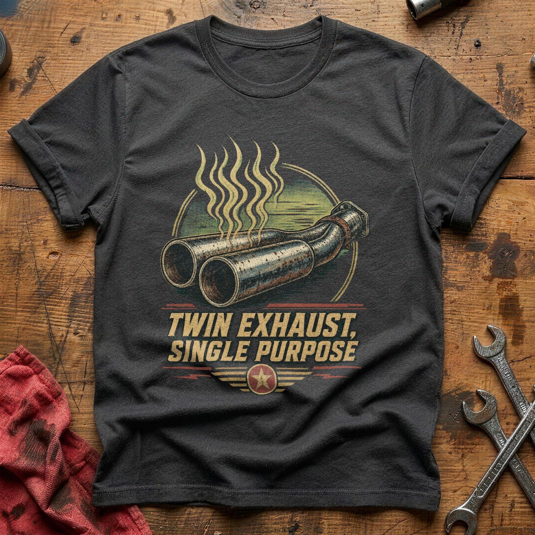 Twin Exhaust, Single Purpose T-Shirt - Charcoal
