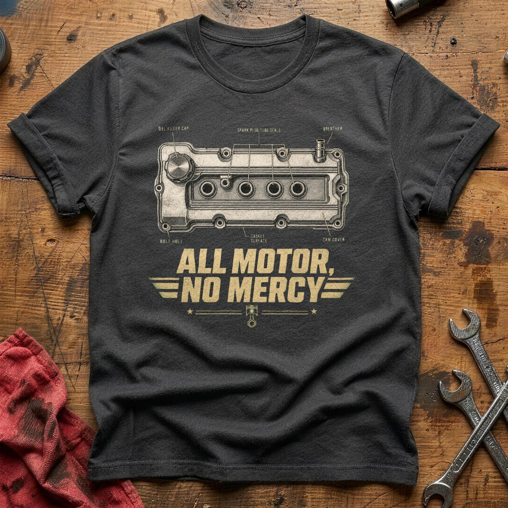 All Motor, No Mercy T-Shirt - Charcoal