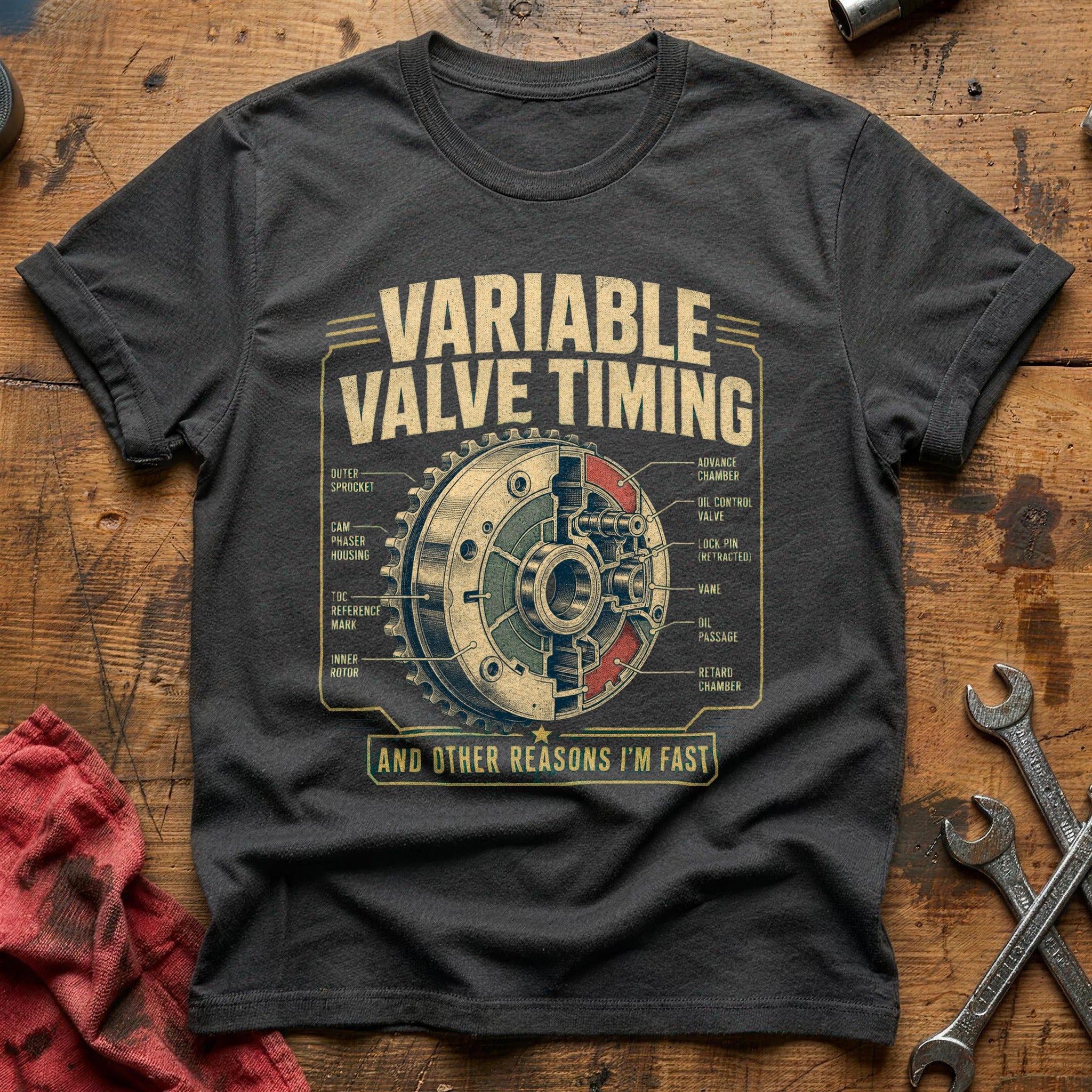 Variable Valve Timing T-Shirt - Charcoal