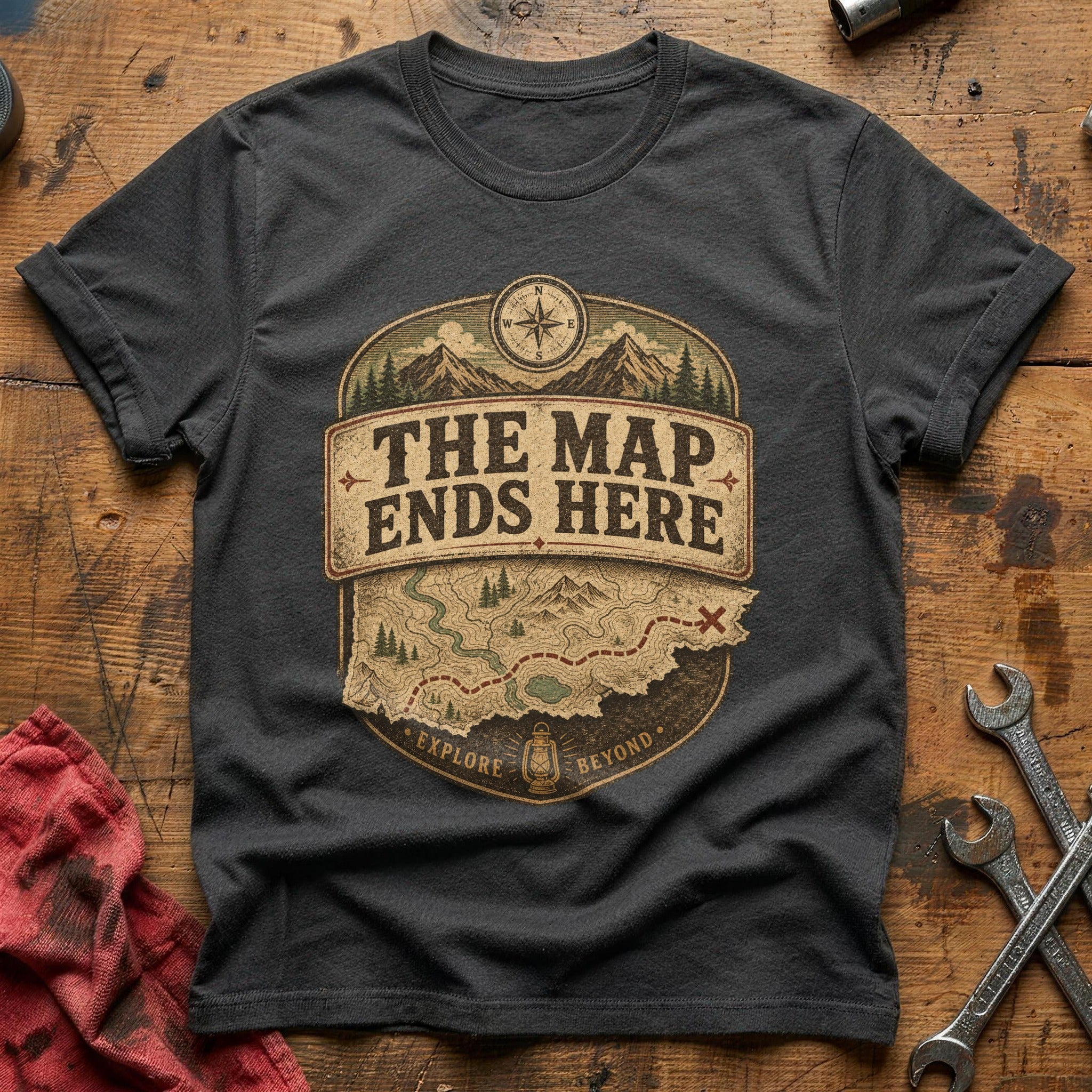 The Map Ends Here T-Shirt - Charcoal