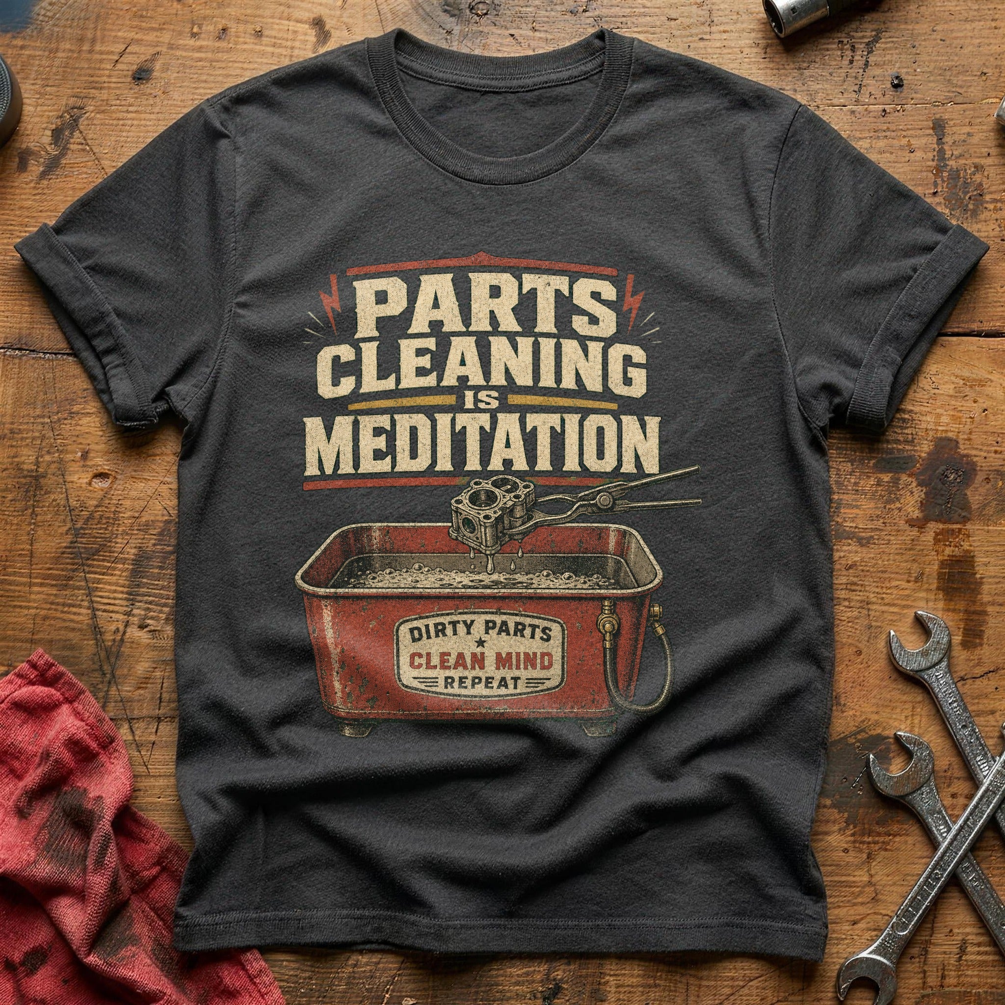 Parts Cleaning is Meditation T-Shirt - Charcoal