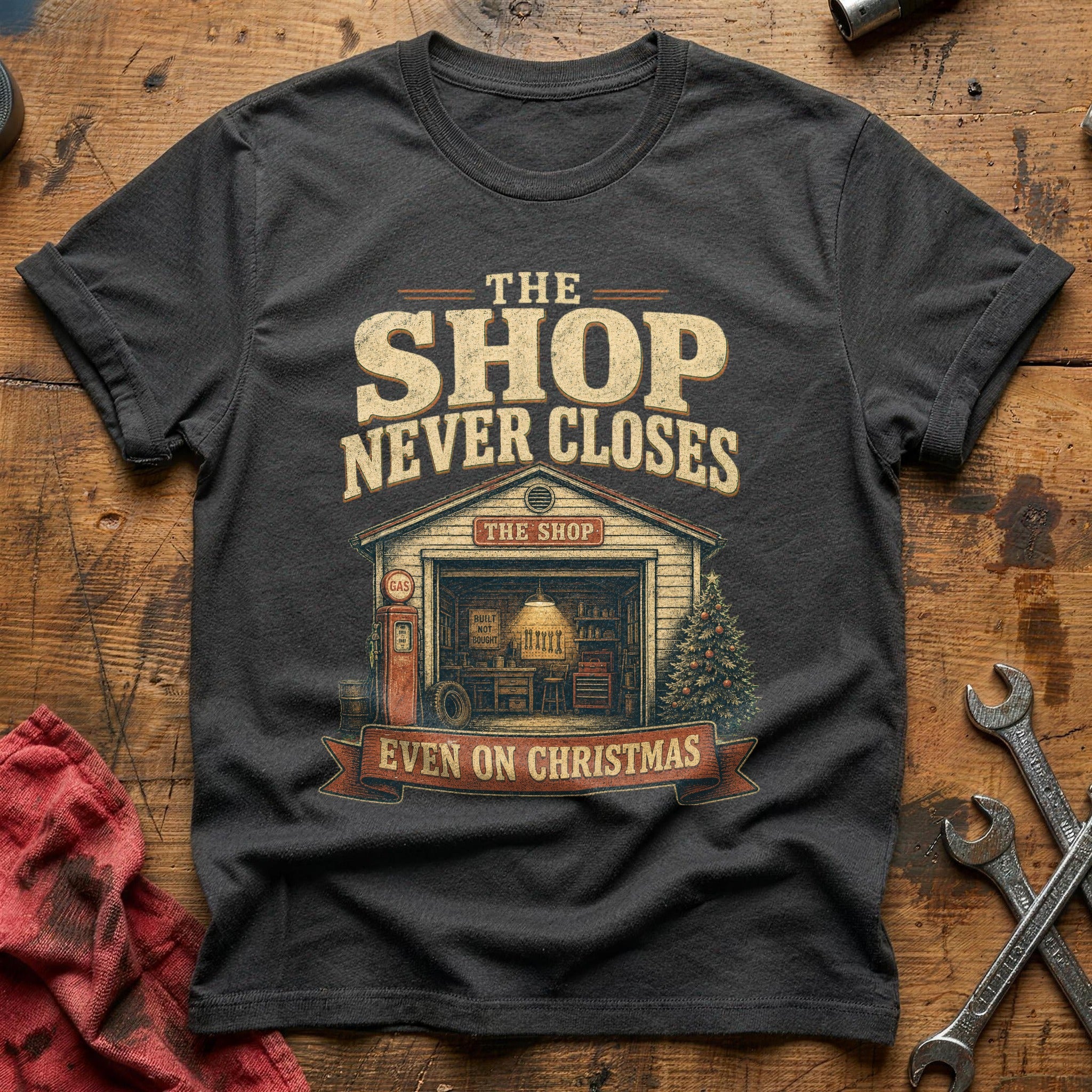 The Shop Never Closes T-Shirt - Charcoal