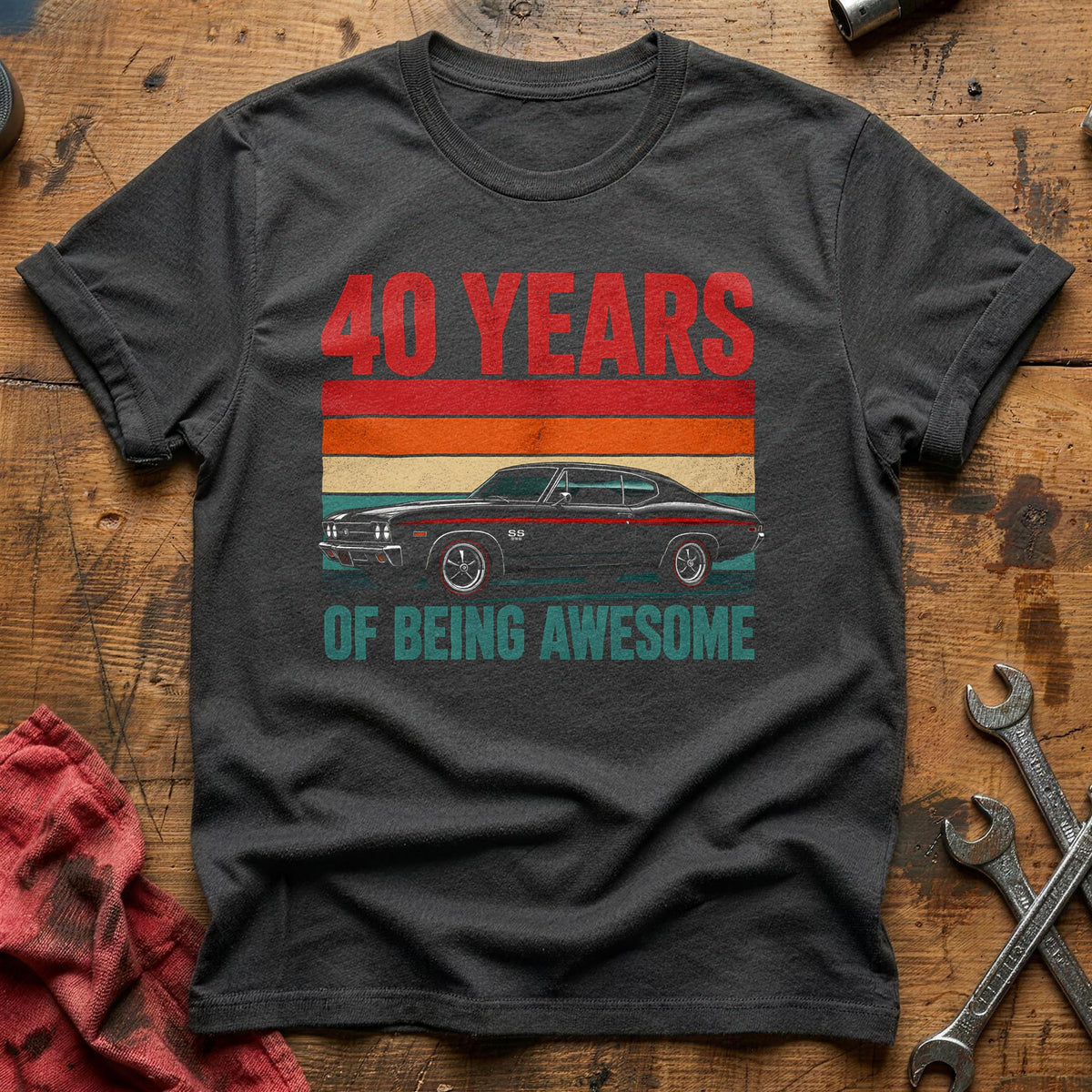 40 Being Awesome T-Shirt - Charcoal