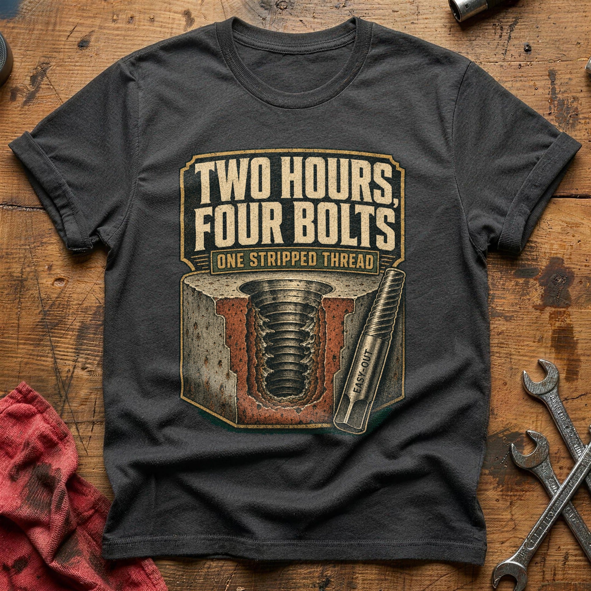 Two Hours, Four Bolts T-Shirt - Charcoal
