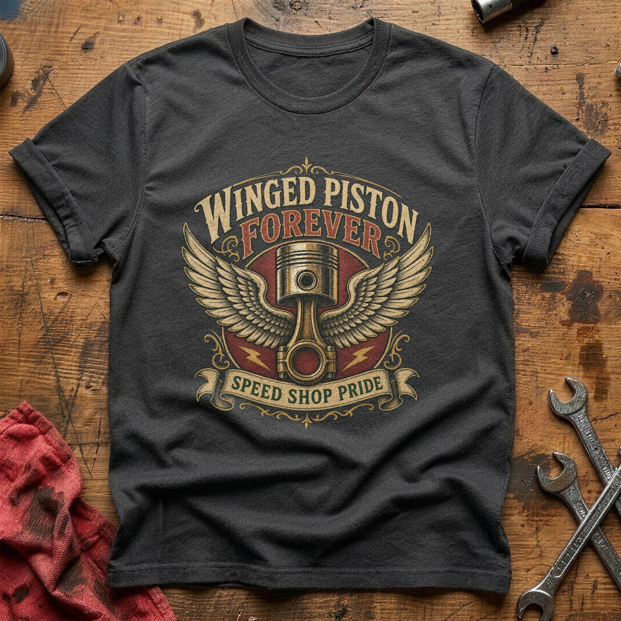 Winged Piston Forever T-Shirt - Charcoal
