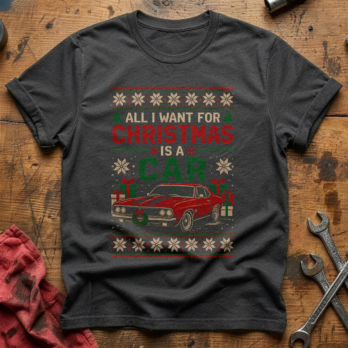 All I Want For Christmas Is A Car 66 T-Shirt - Charcoal