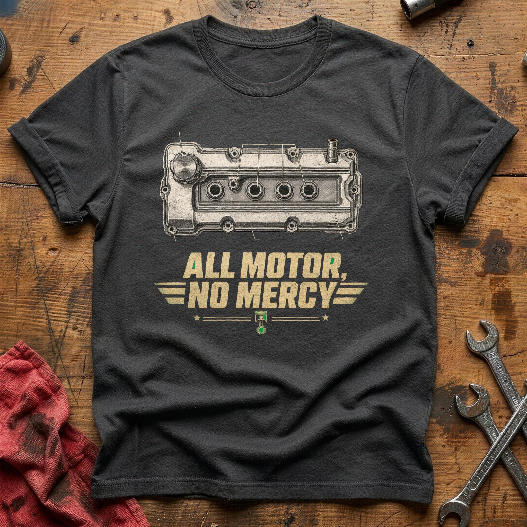 All Motor, No Mercy T-Shirt - Charcoal