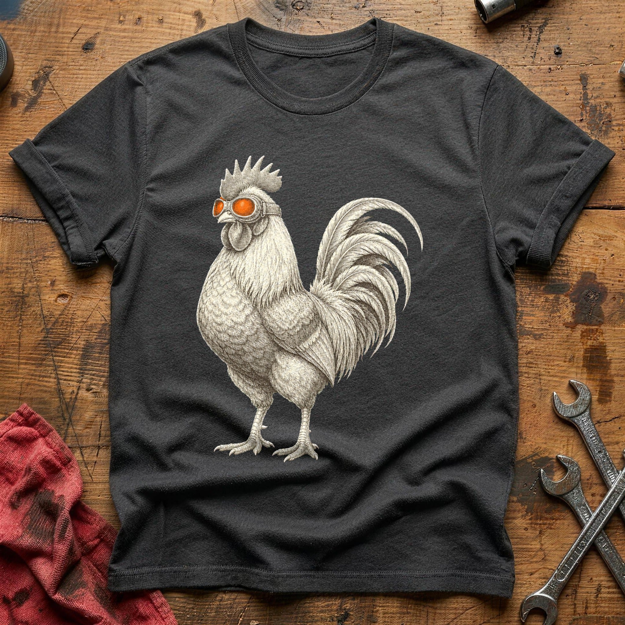 Aviator Rooster T-Shirt - Charcoal