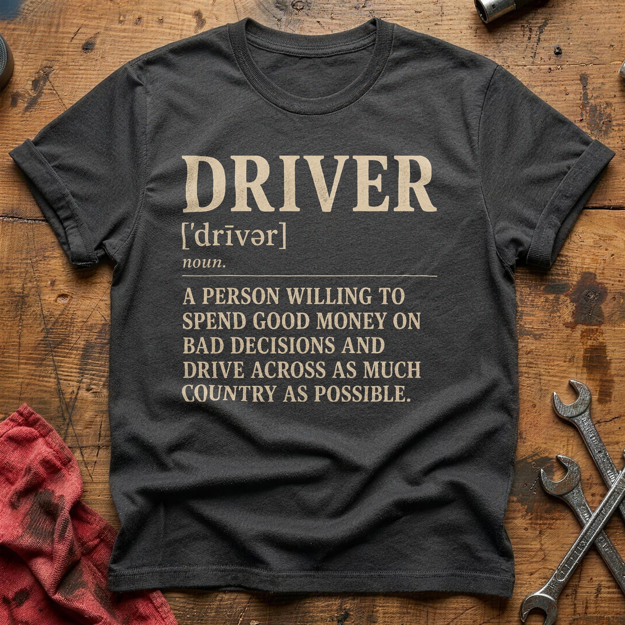 Bad Choices, Good Miles T-Shirt - Charcoal