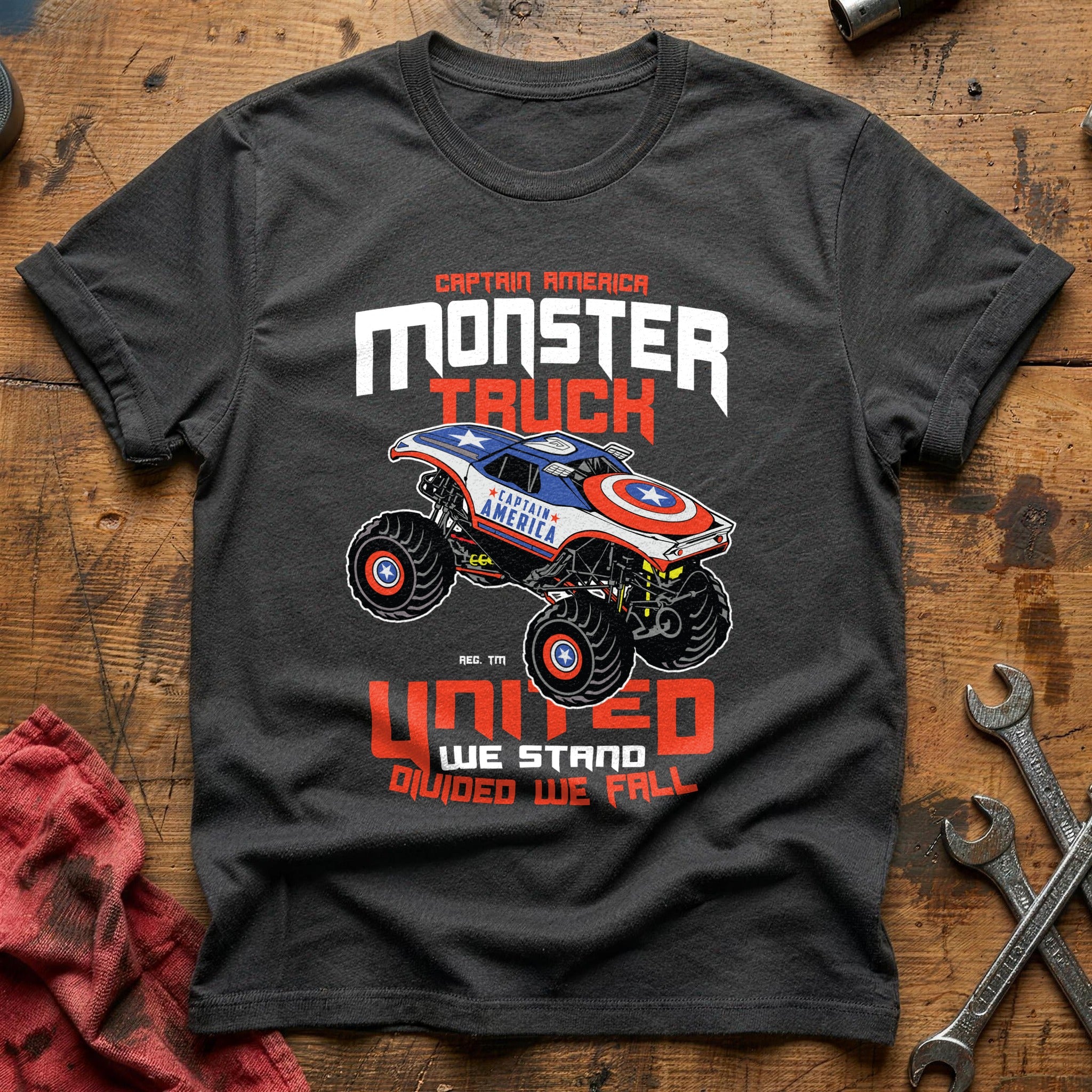 Captain america monster truck T-Shirt - Charcoal