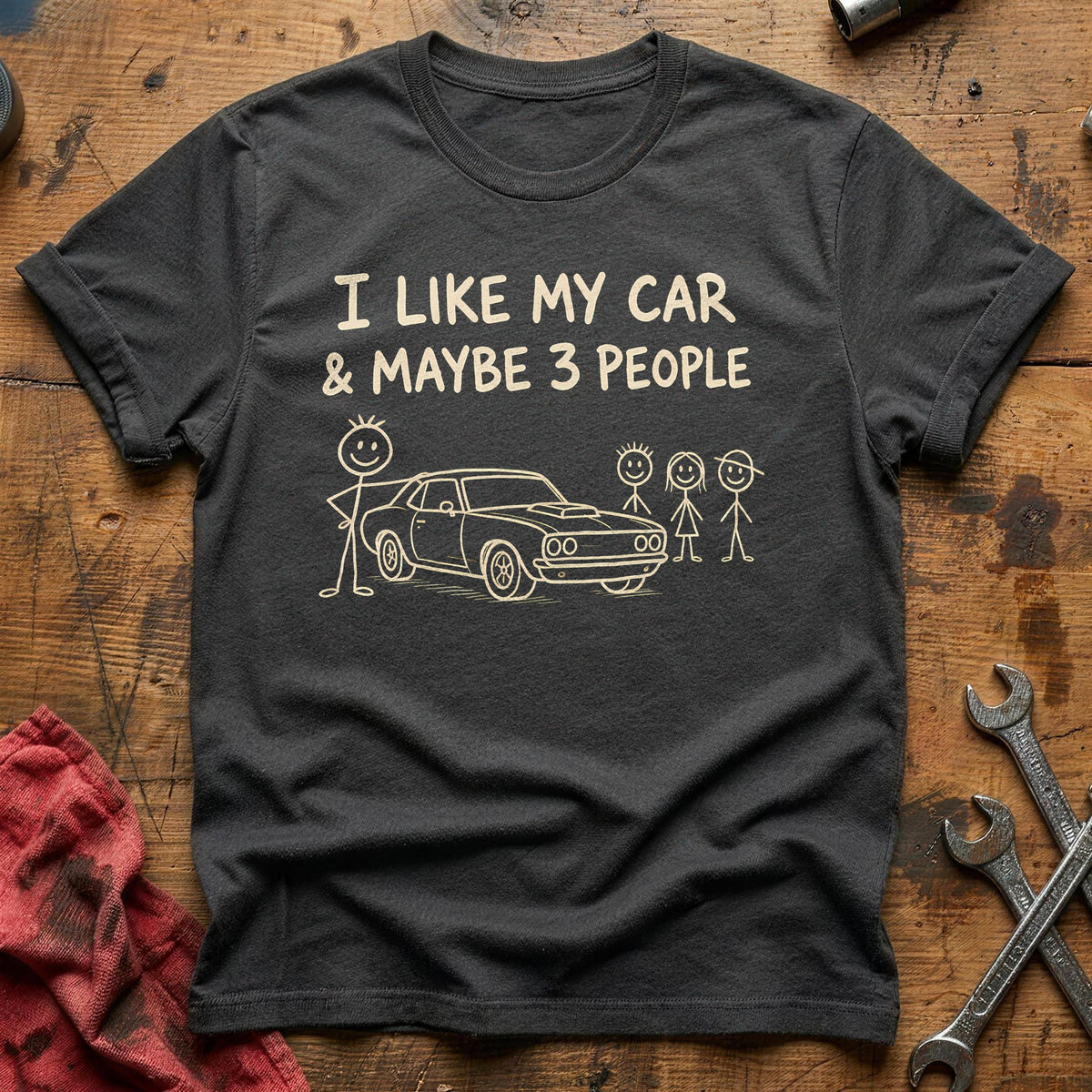 Car 3 People 33 T-Shirt - Charcoal