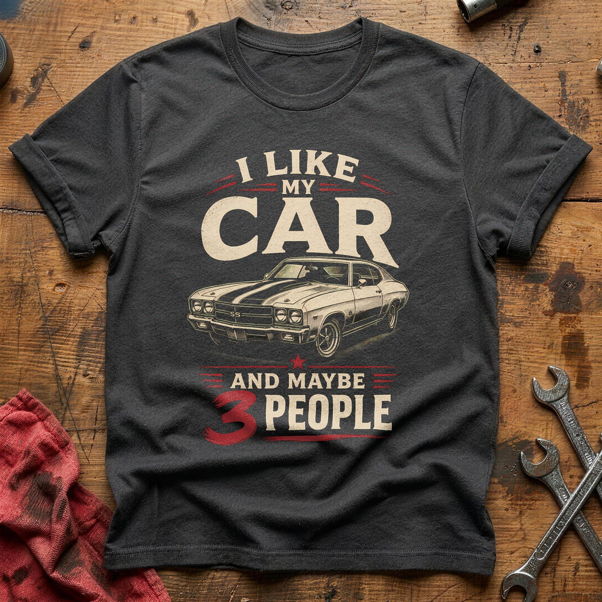 Car And 3 People 43 T-Shirt - Charcoal