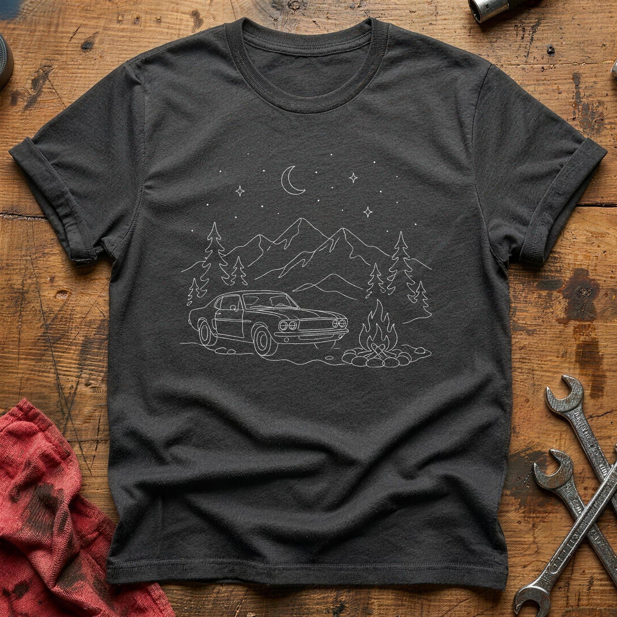 Classic Car Campfire Night 57 T-Shirt - Charcoal