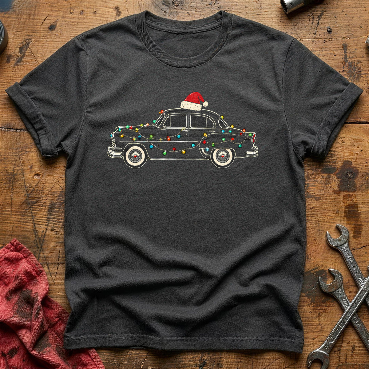 Classic Sedan Christmas Lights 22 T-Shirt - Charcoal