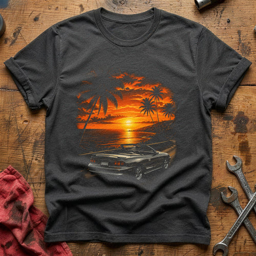 Convertible Beach Sunset T-Shirt - Charcoal