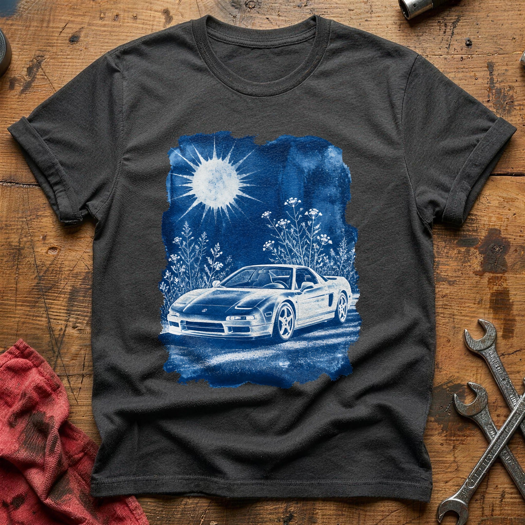 Cyanotype Car 10 T-Shirt - Charcoal