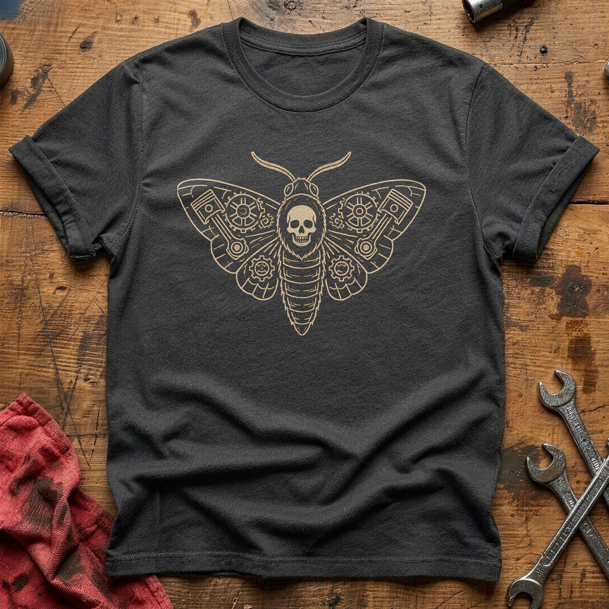 Deaths Head Moth Gears 11 T-Shirt - Charcoal