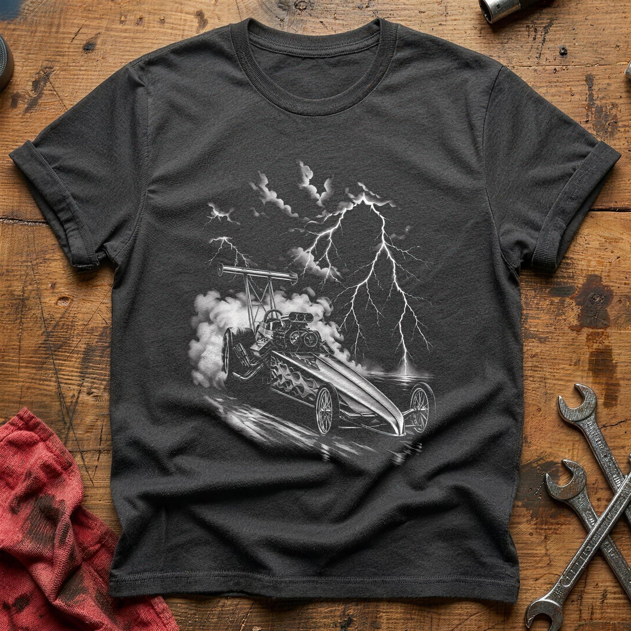 Drag Racing Lightning T-Shirt - Charcoal