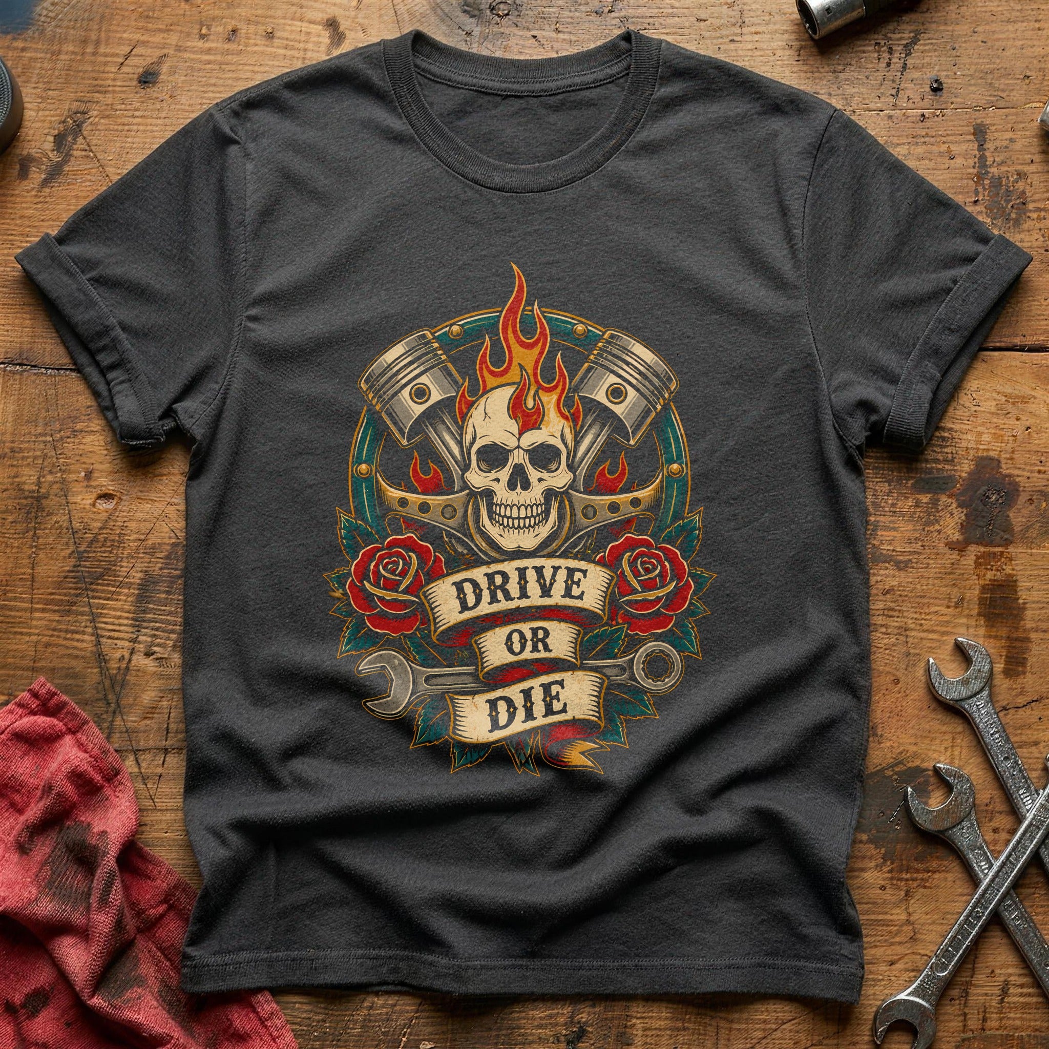 Drive Or Die Tattoo 52 T-Shirt - Charcoal