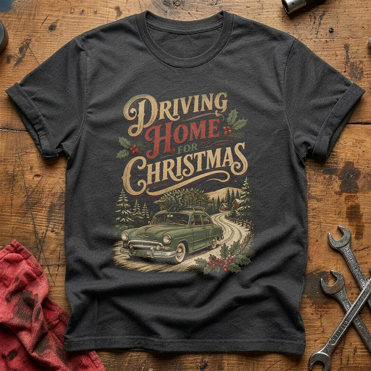 Driving Home For Christmas 4 T-Shirt - Charcoal