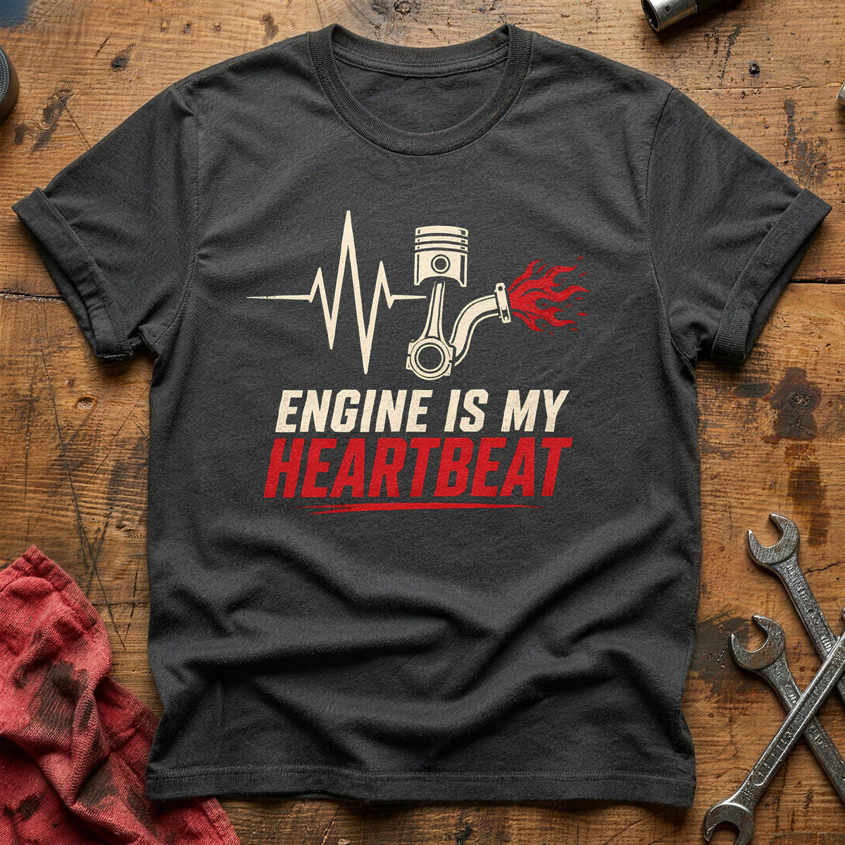 Engine Heartbeat 98 T-Shirt - Charcoal