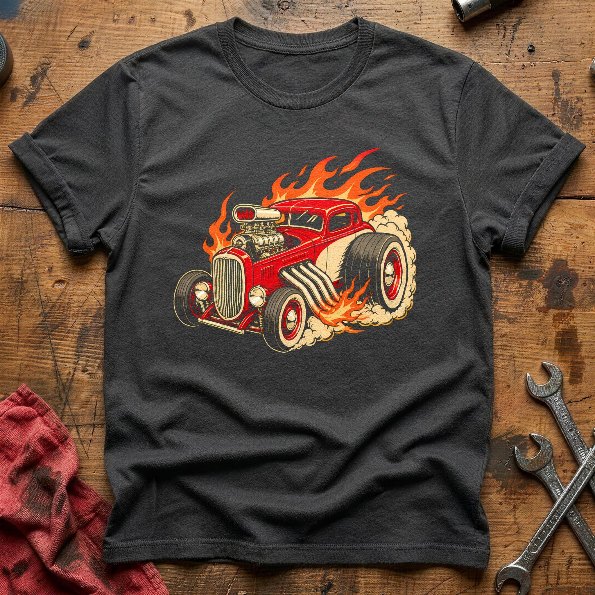 Flames & Chrome T-Shirt - Charcoal