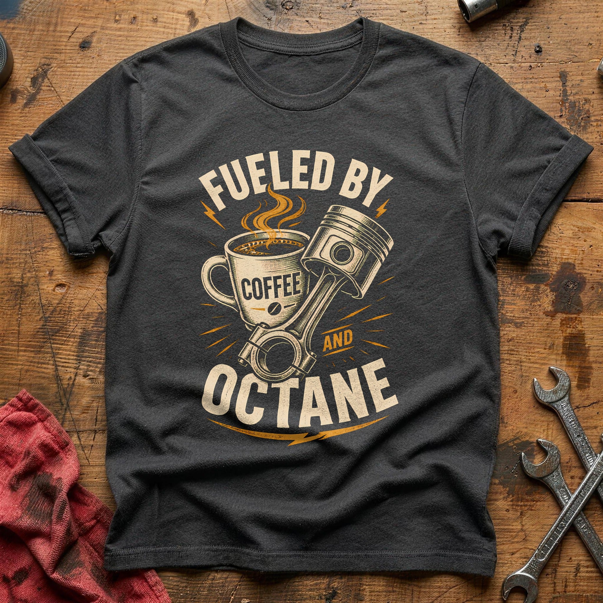 Fueled By Coffee And Octane T-Shirt - Charcoal