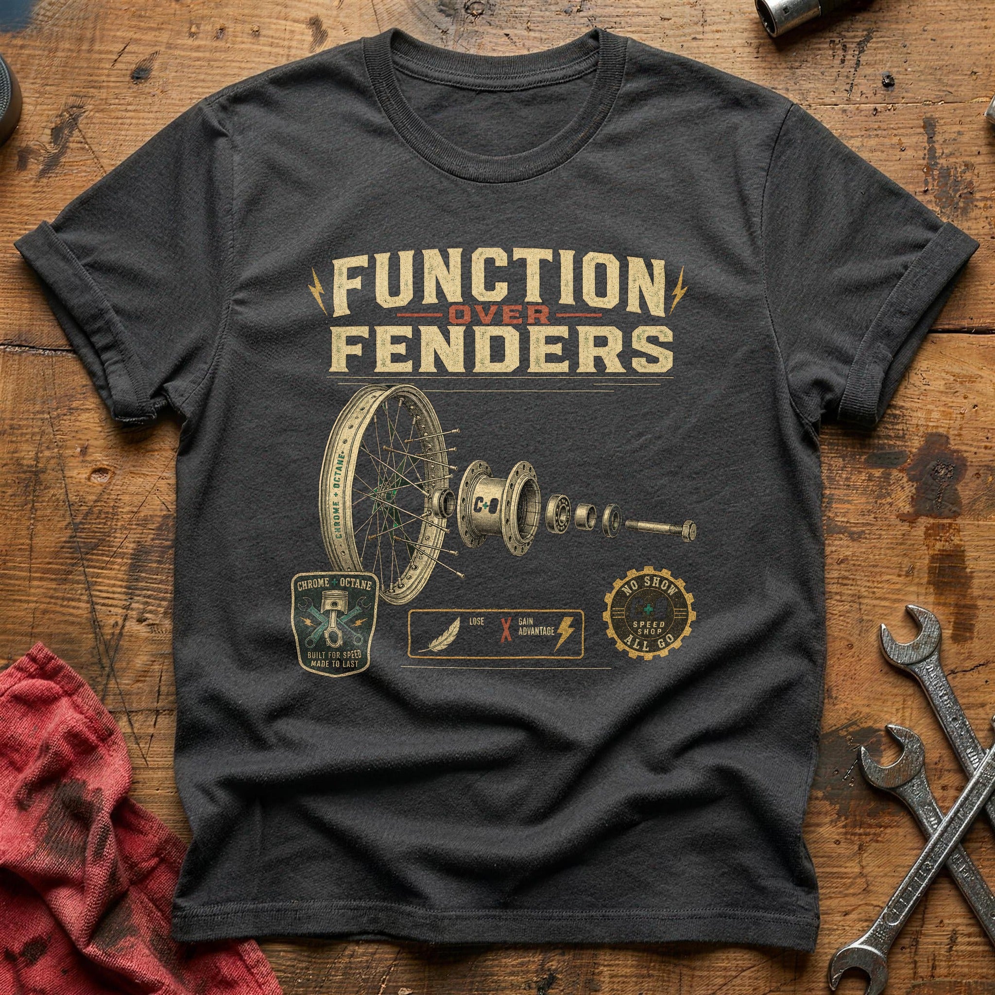 Function Over Fenders T-Shirt - Charcoal