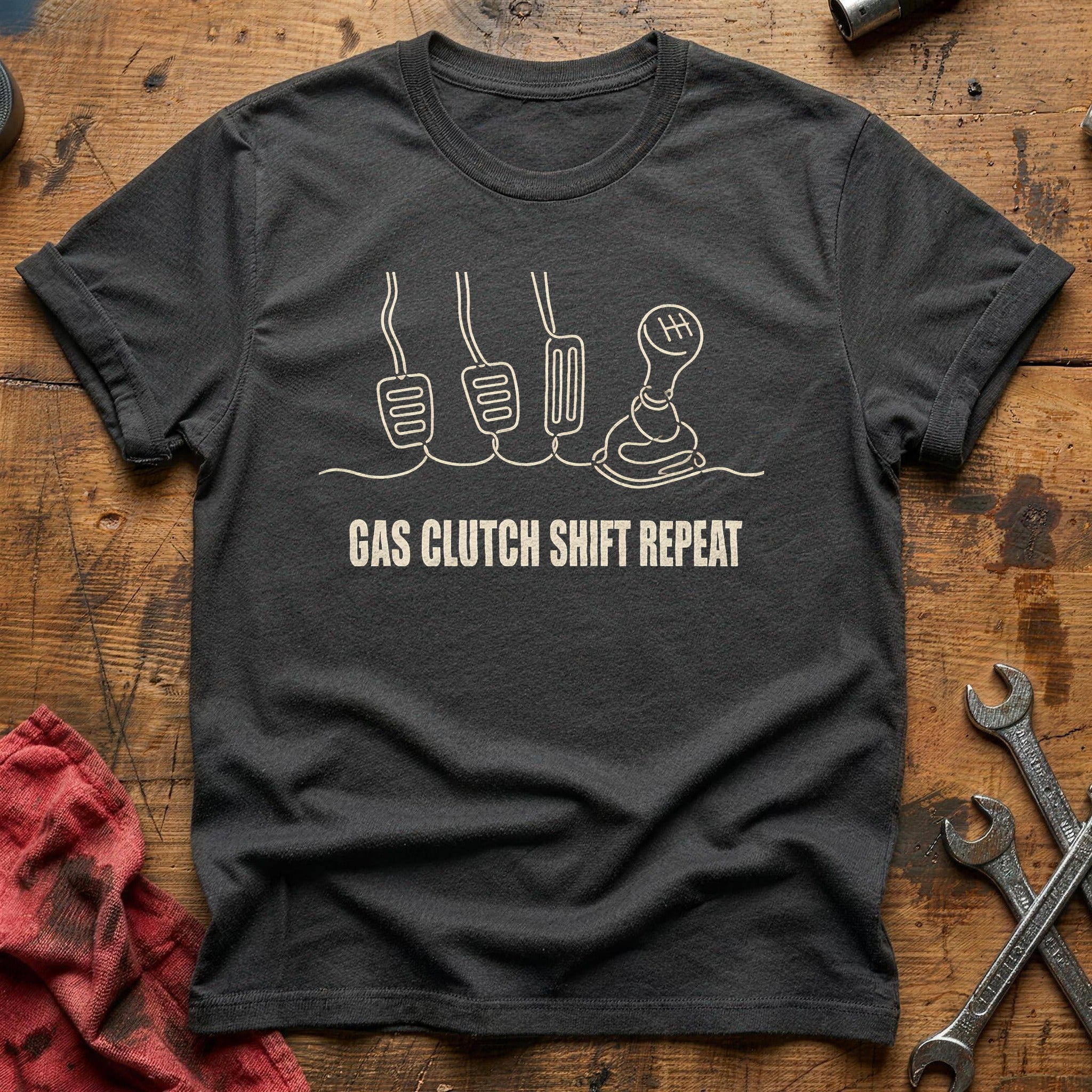 Gas Clutch Shift Repeat 78 T-Shirt - Charcoal