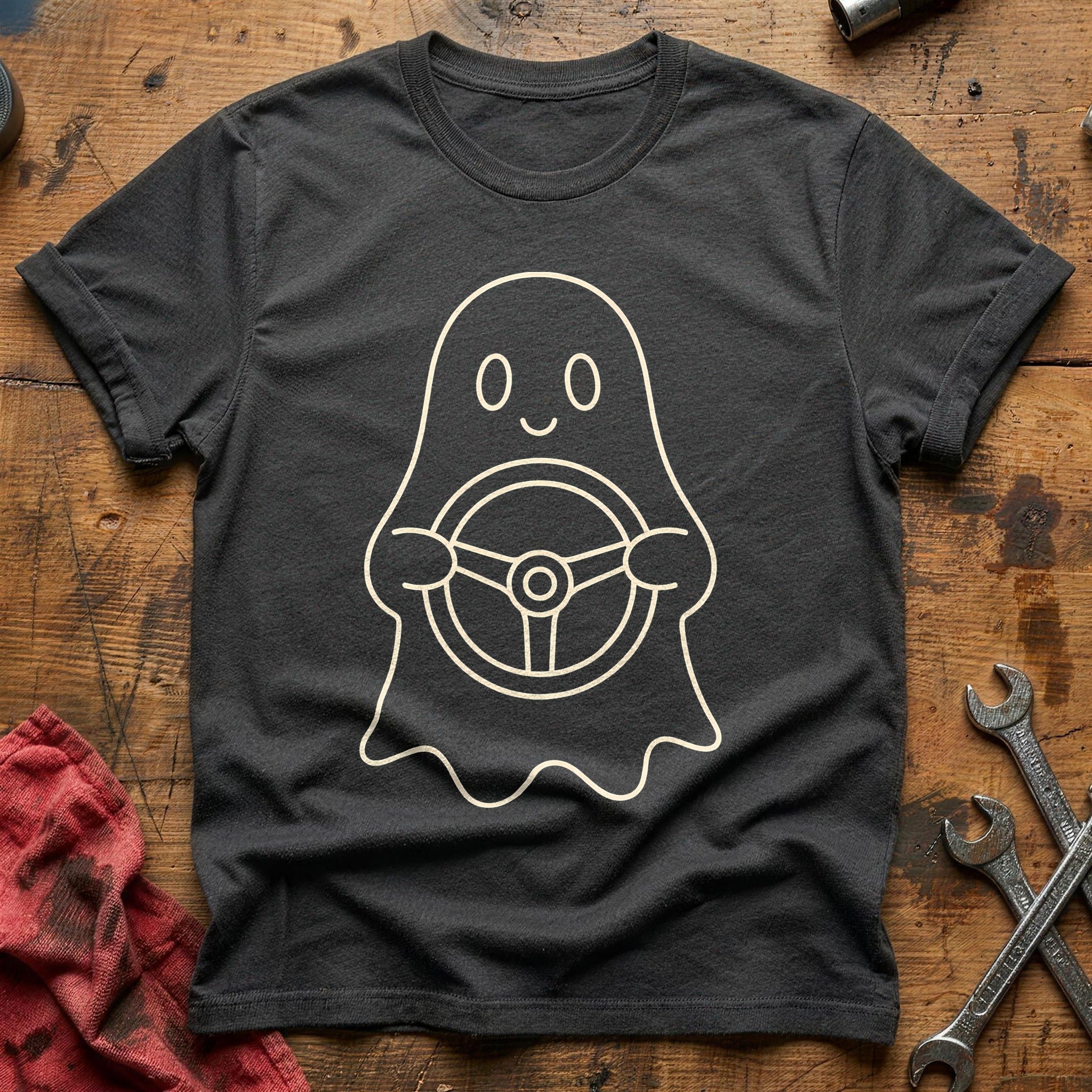 Ghost Steering Wheel 32 T-Shirt - Charcoal