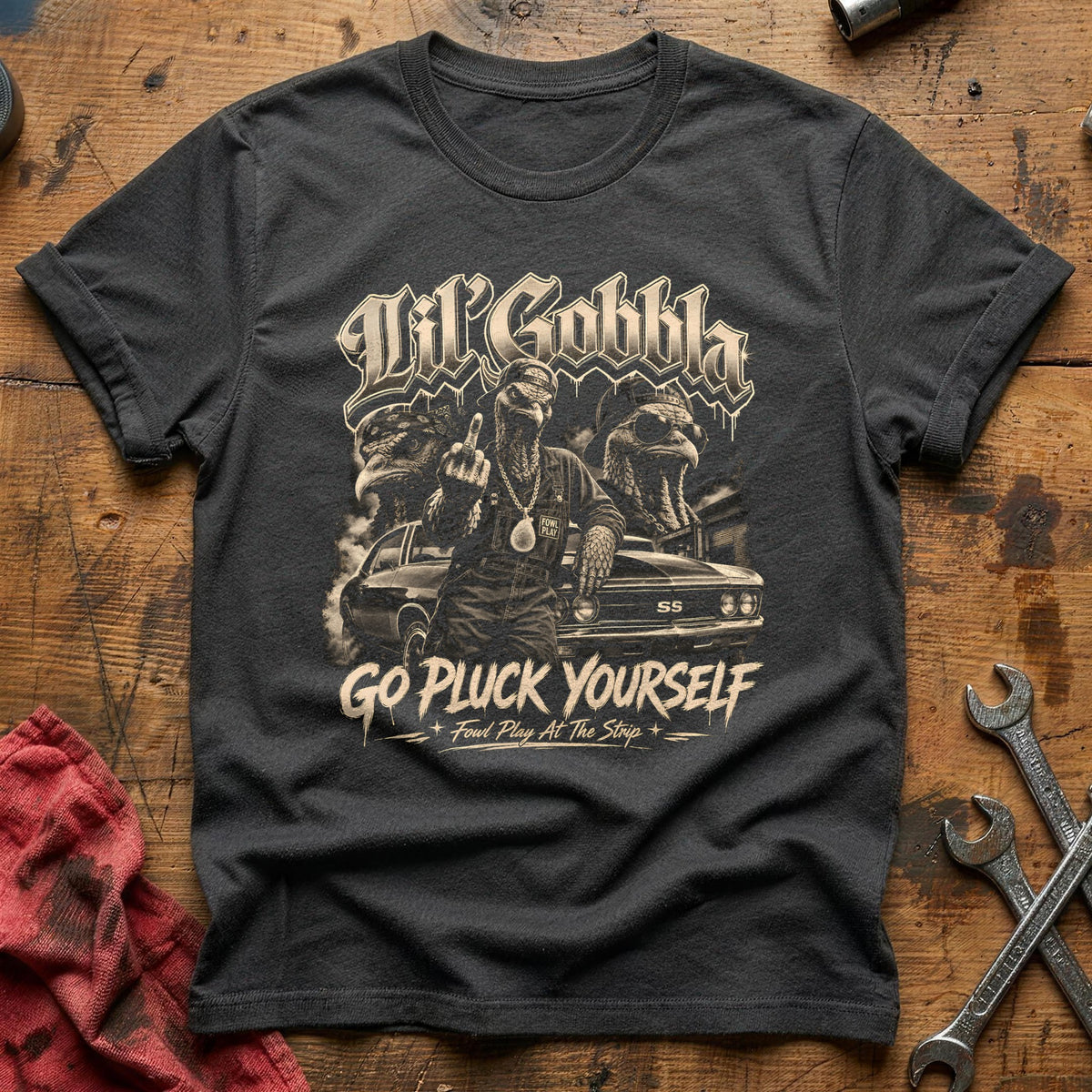 Go Pluck Yourself Fowl Play 8 T-Shirt - Charcoal