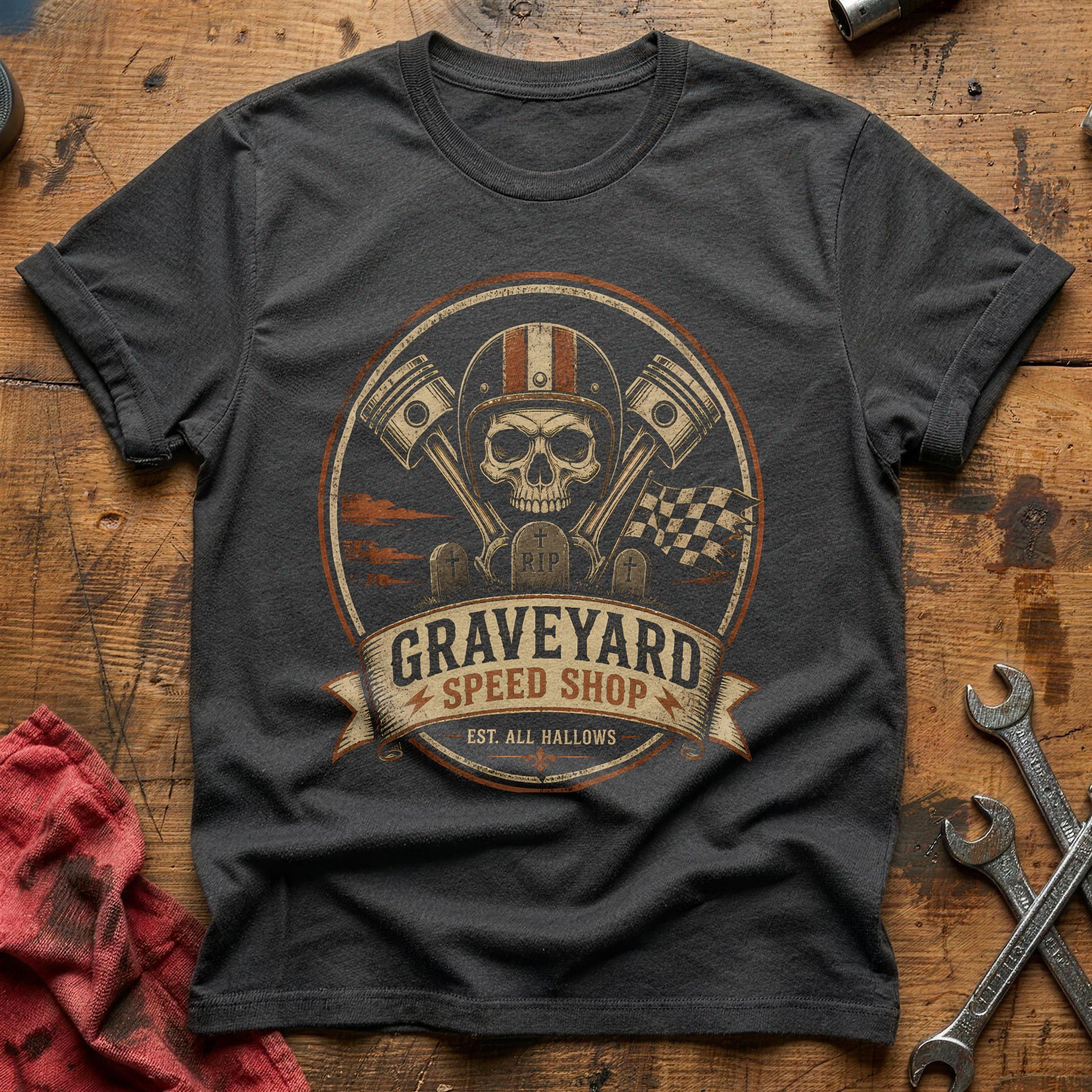 Graveyard Speed Shop Emblem 21 T-Shirt - Charcoal