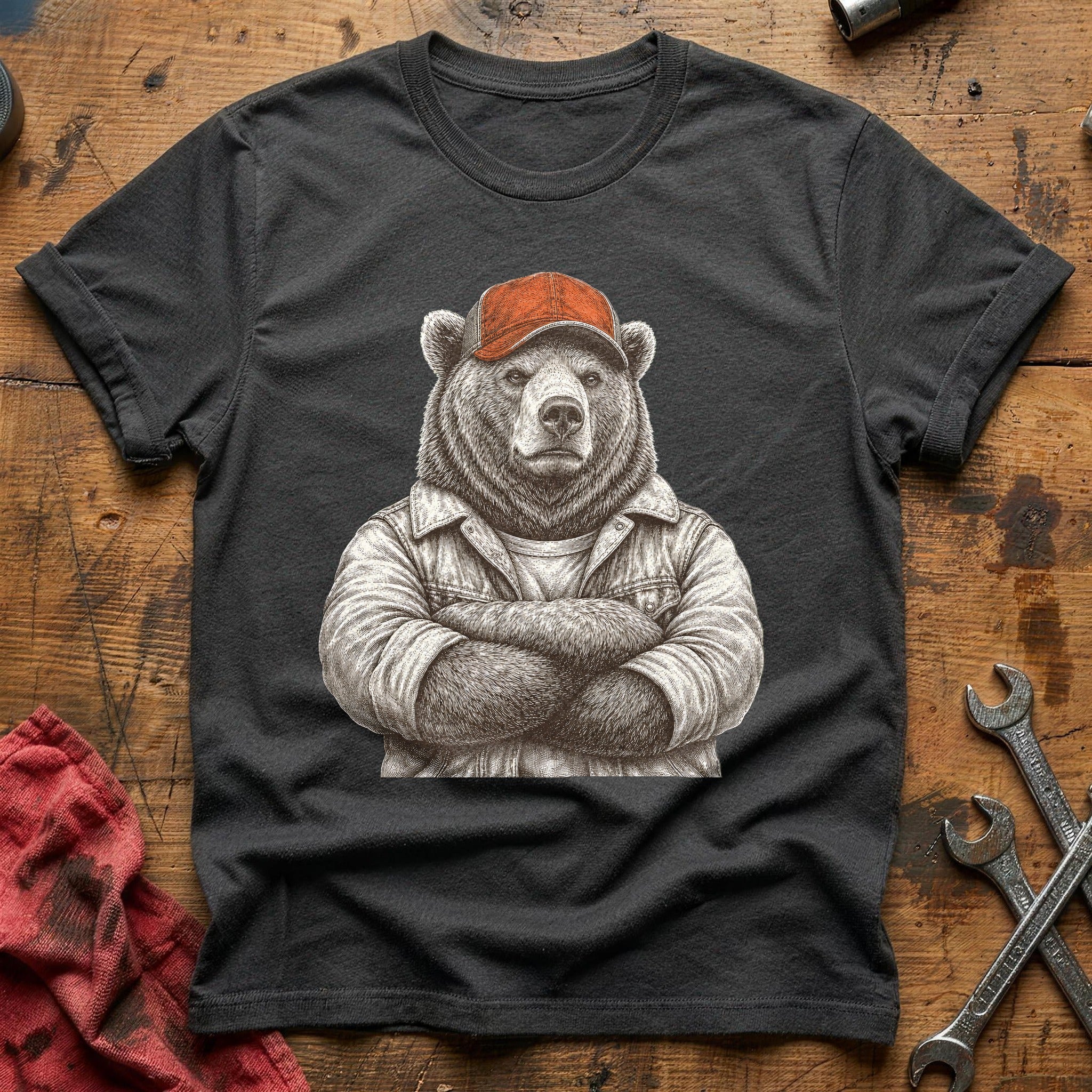 Grease Monkey Grizzly T-Shirt - Charcoal