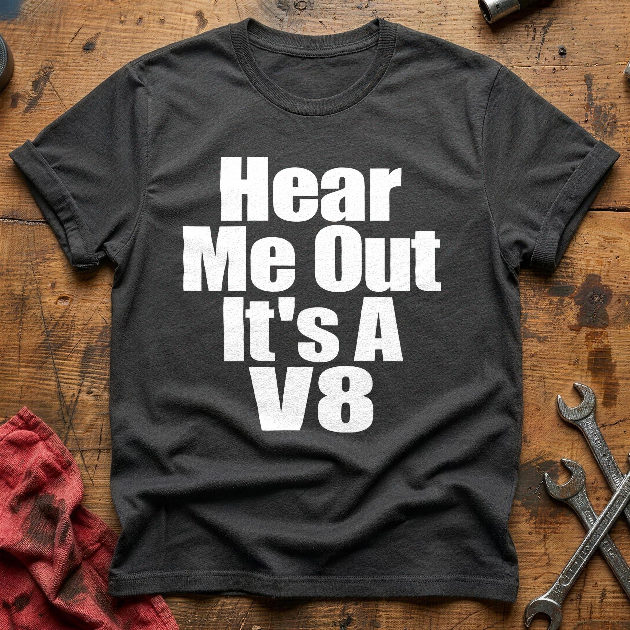 Hear Me Out, V8 T-Shirt - Charcoal