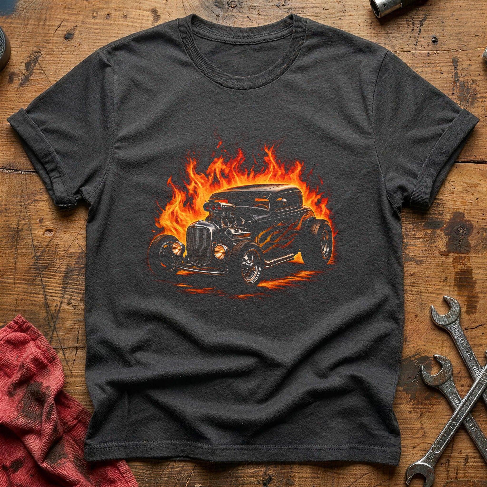 Hot Rod Flames T-Shirt - Charcoal
