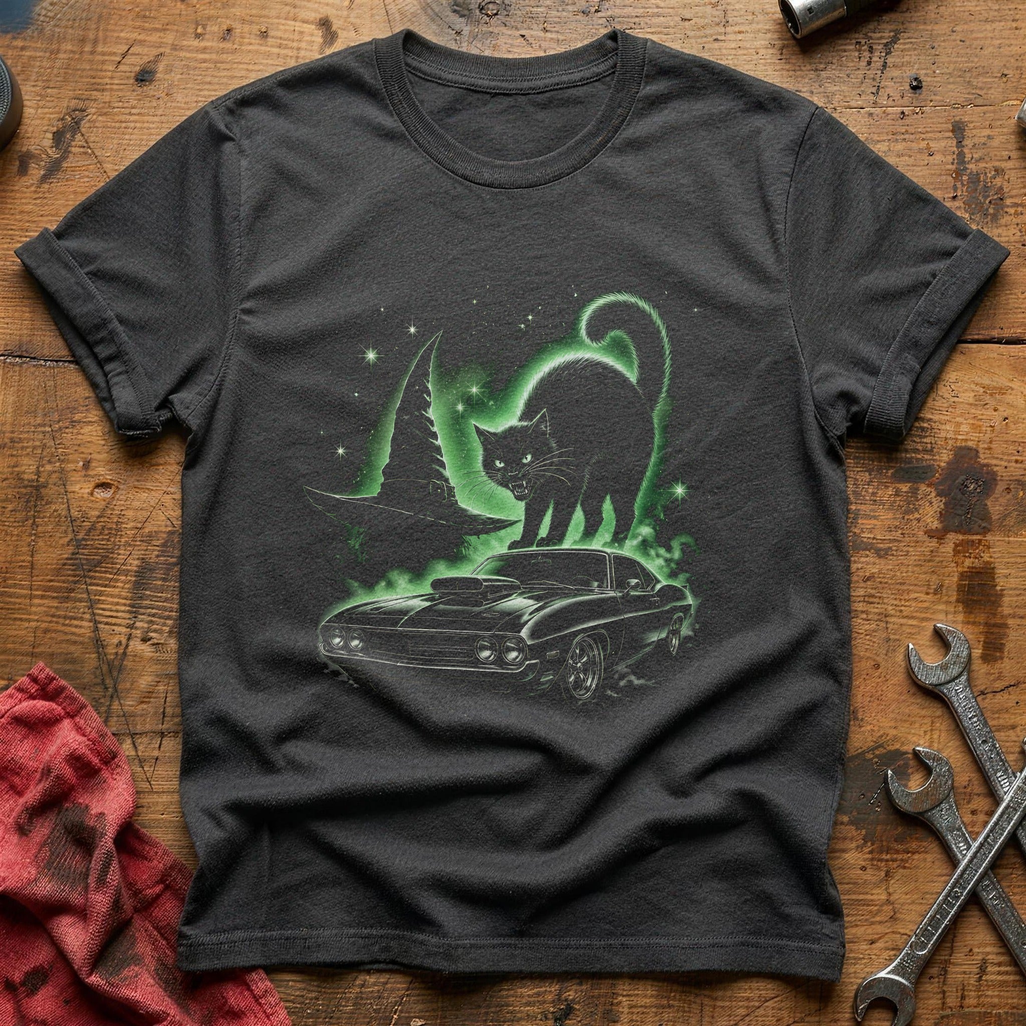 Hotrod Blackcat Witchhat 96 T-Shirt - Charcoal