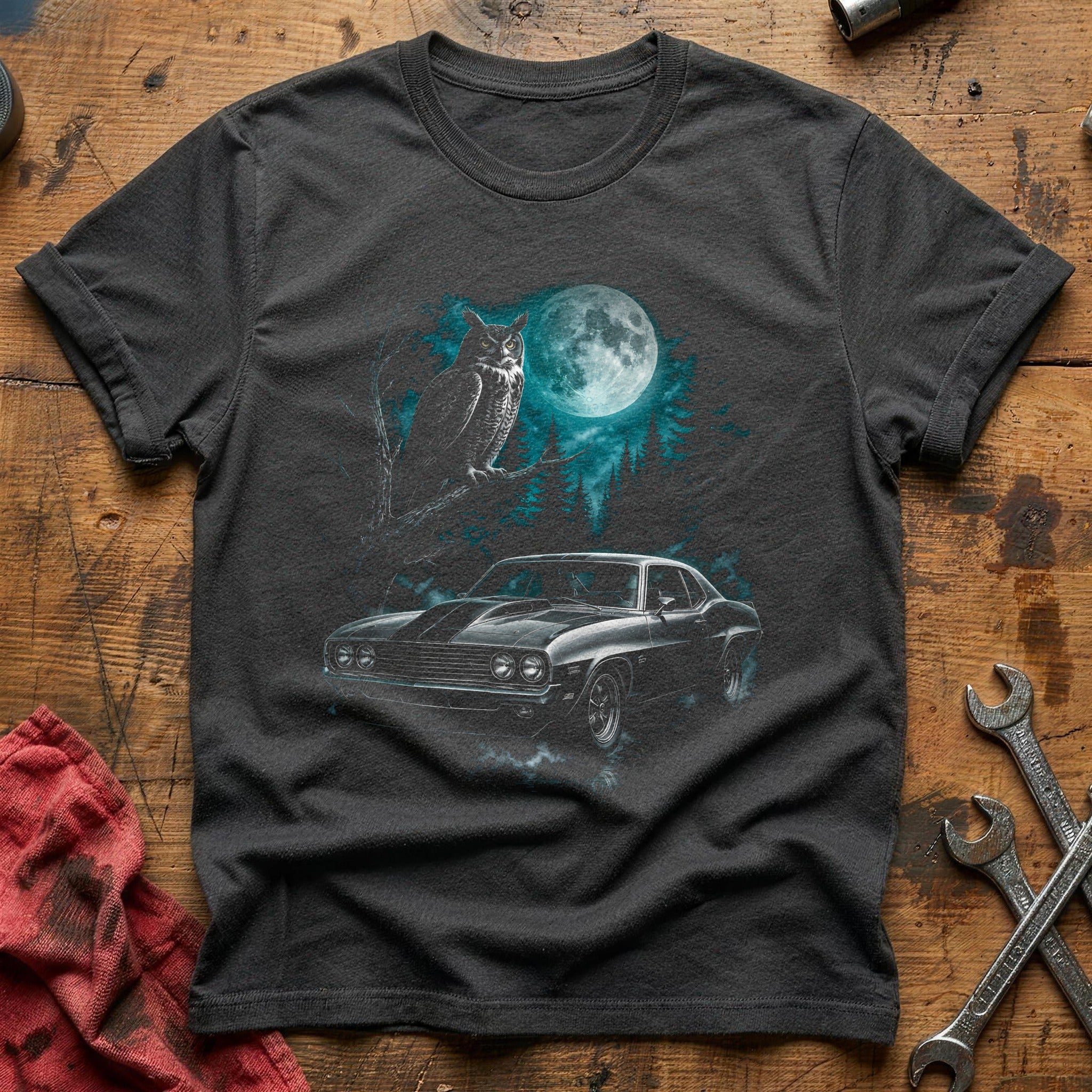 Hotrod Owl Fullmoon 64 T-Shirt - Charcoal