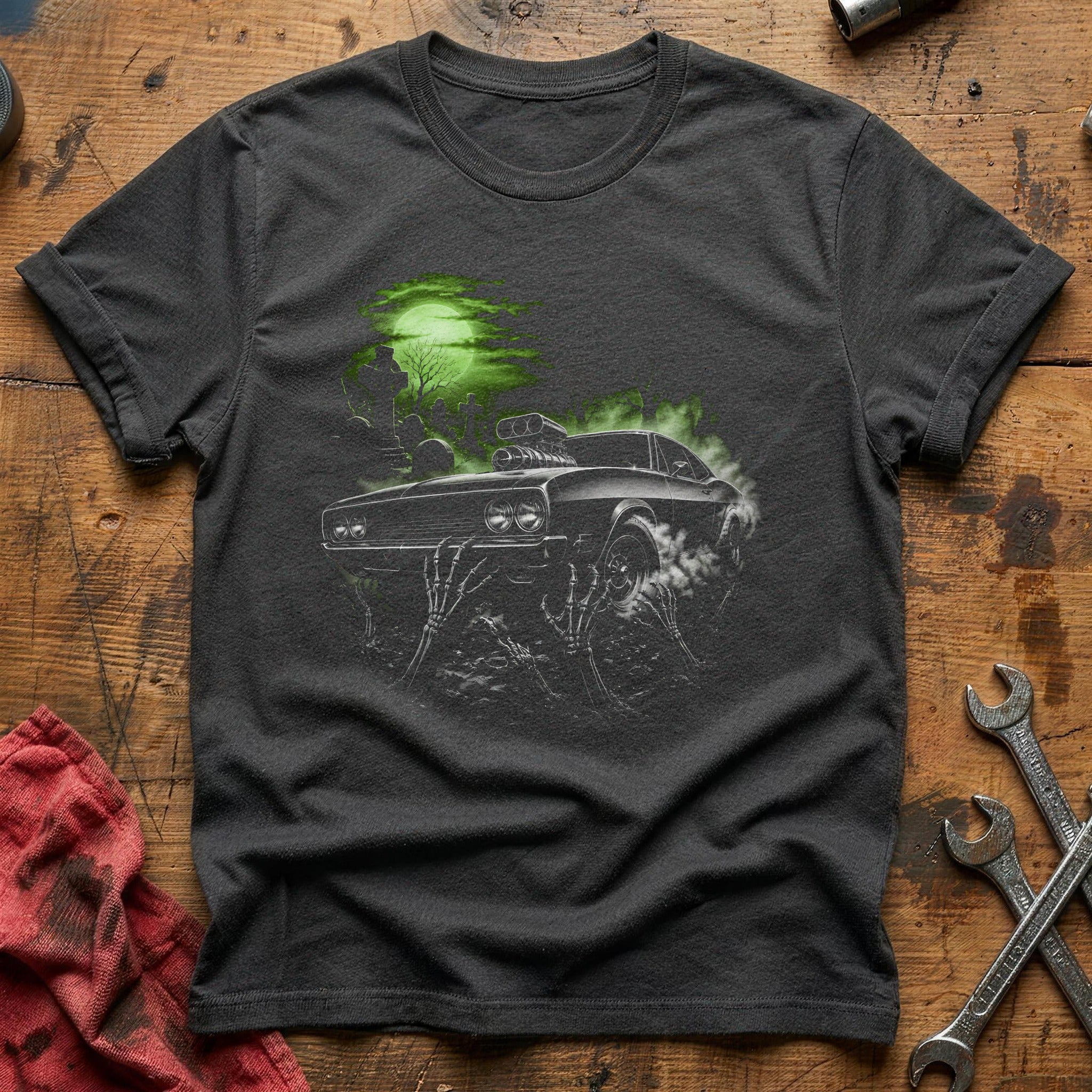 Hotrod Skeletal Hands 45 T-Shirt - Charcoal