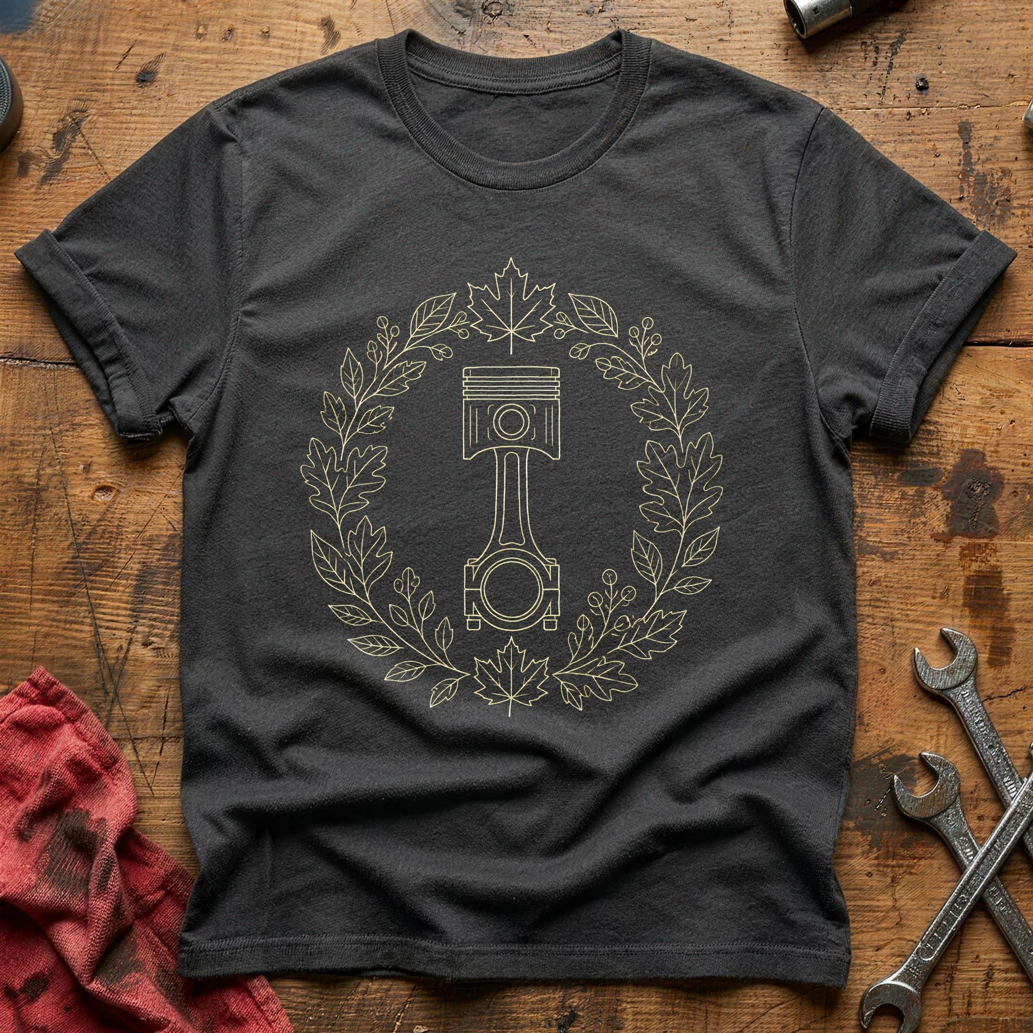Leaf Wreath Piston 61 T-Shirt - Charcoal
