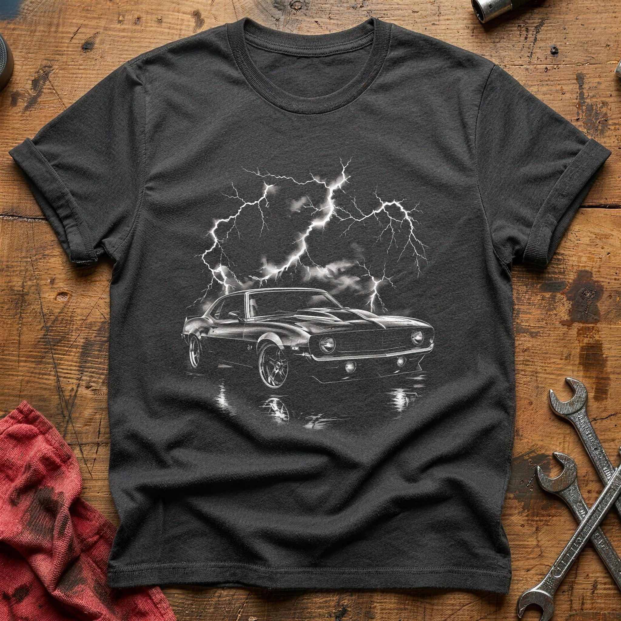 Lightning Muscle Car T-Shirt - Charcoal